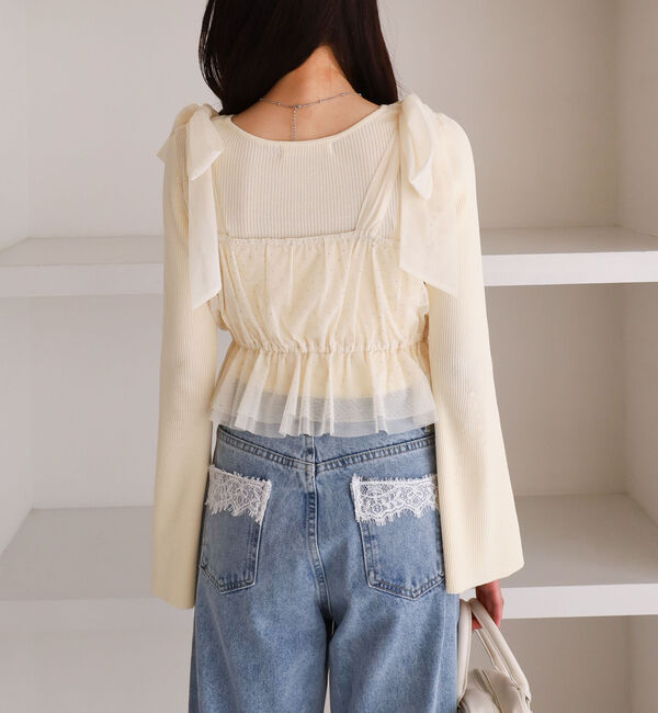 archives「ラインストーンチュールビスチェ&times;リブニットＳＥＴ」|カーディガン|