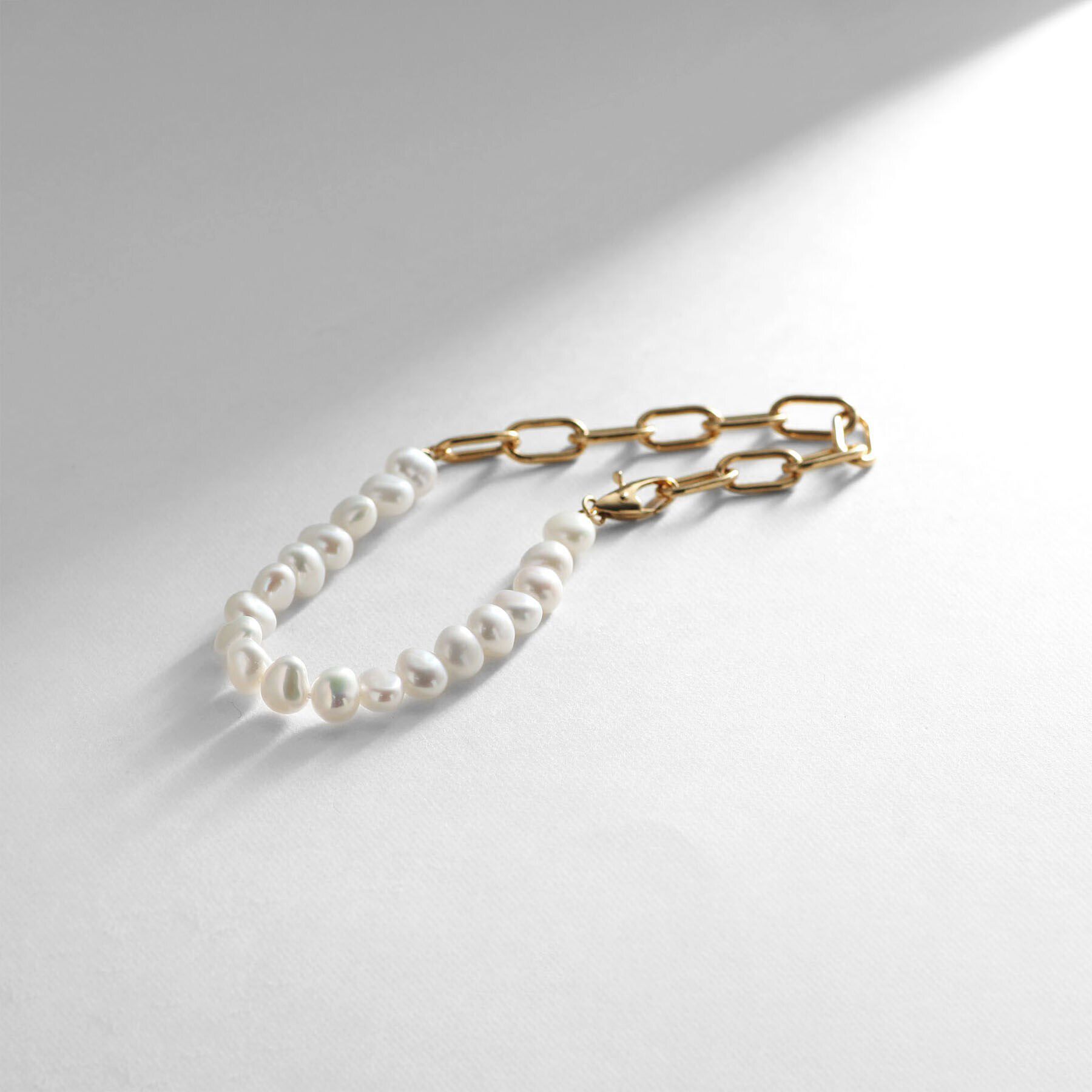 COCOSHNIK ONKITSCH「シルバー バロックパール チェーンミックス ブレスレットＳ GP」|ブレスレット・バングル|ゴールド(606)