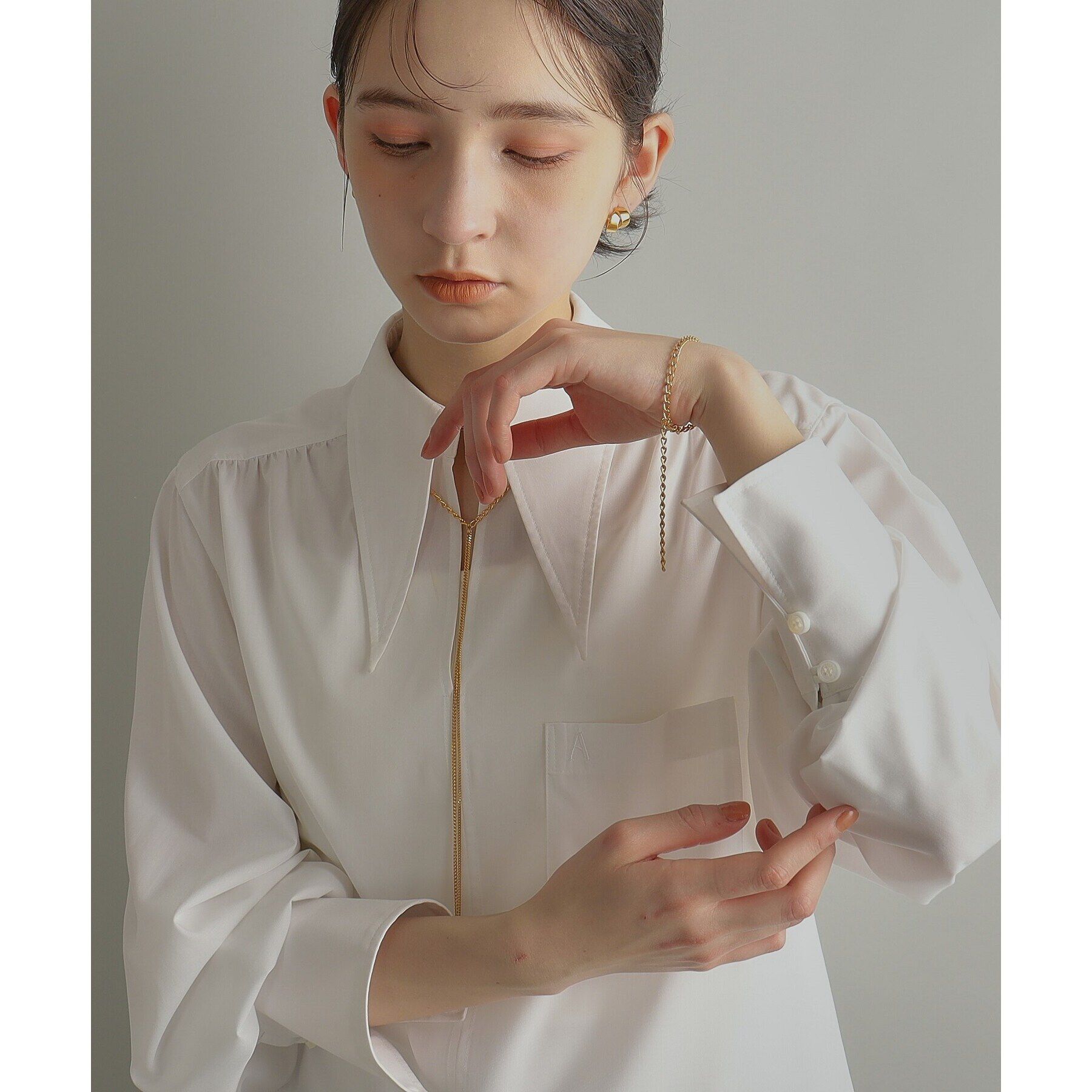 COCOSHNIK ONKITSCH「シルバー ミックスカーブチェーンフリンジ ネックレス GP」|ネックレス|