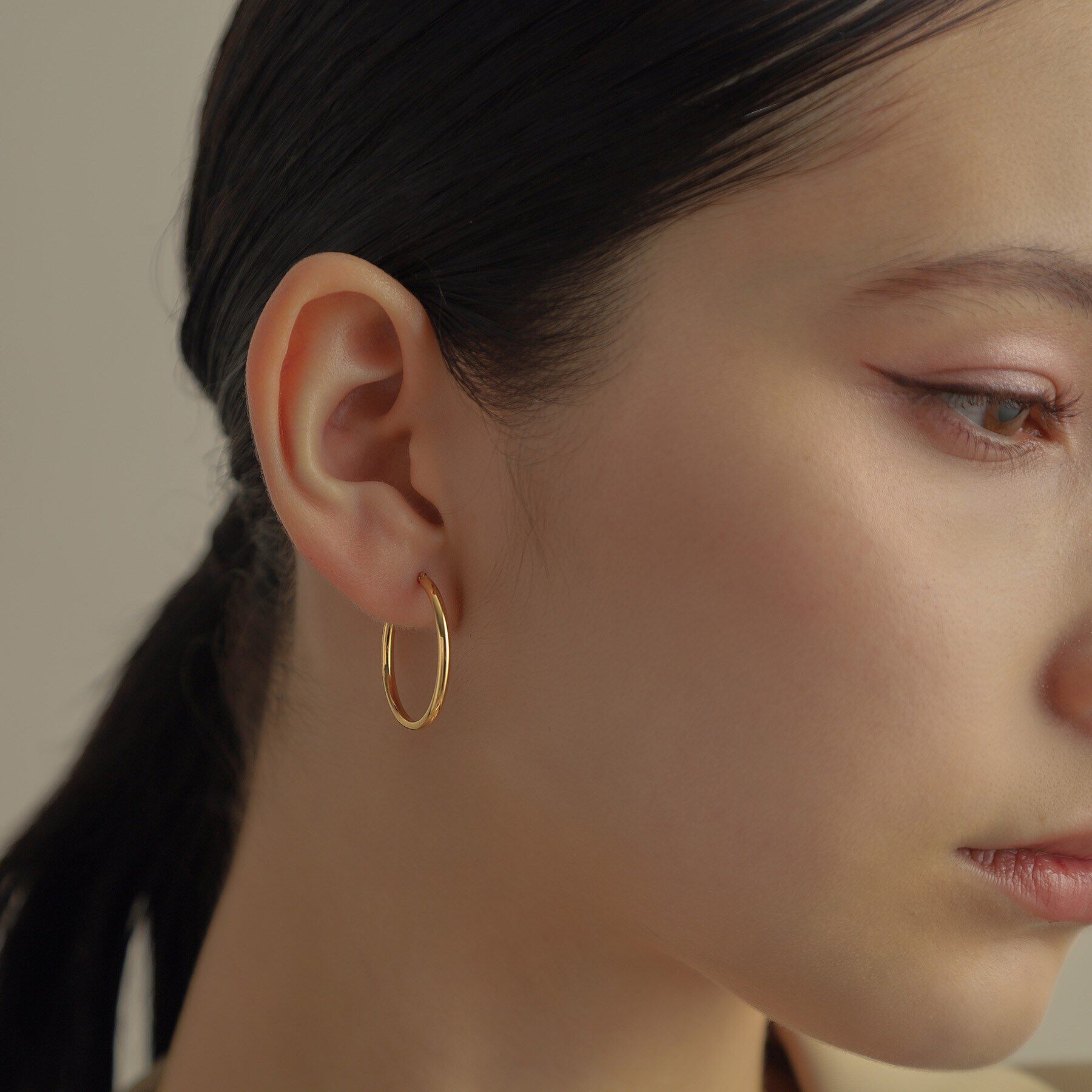 COCOSHNIK「K18中空丸線 フープピアス大」|ピアス|