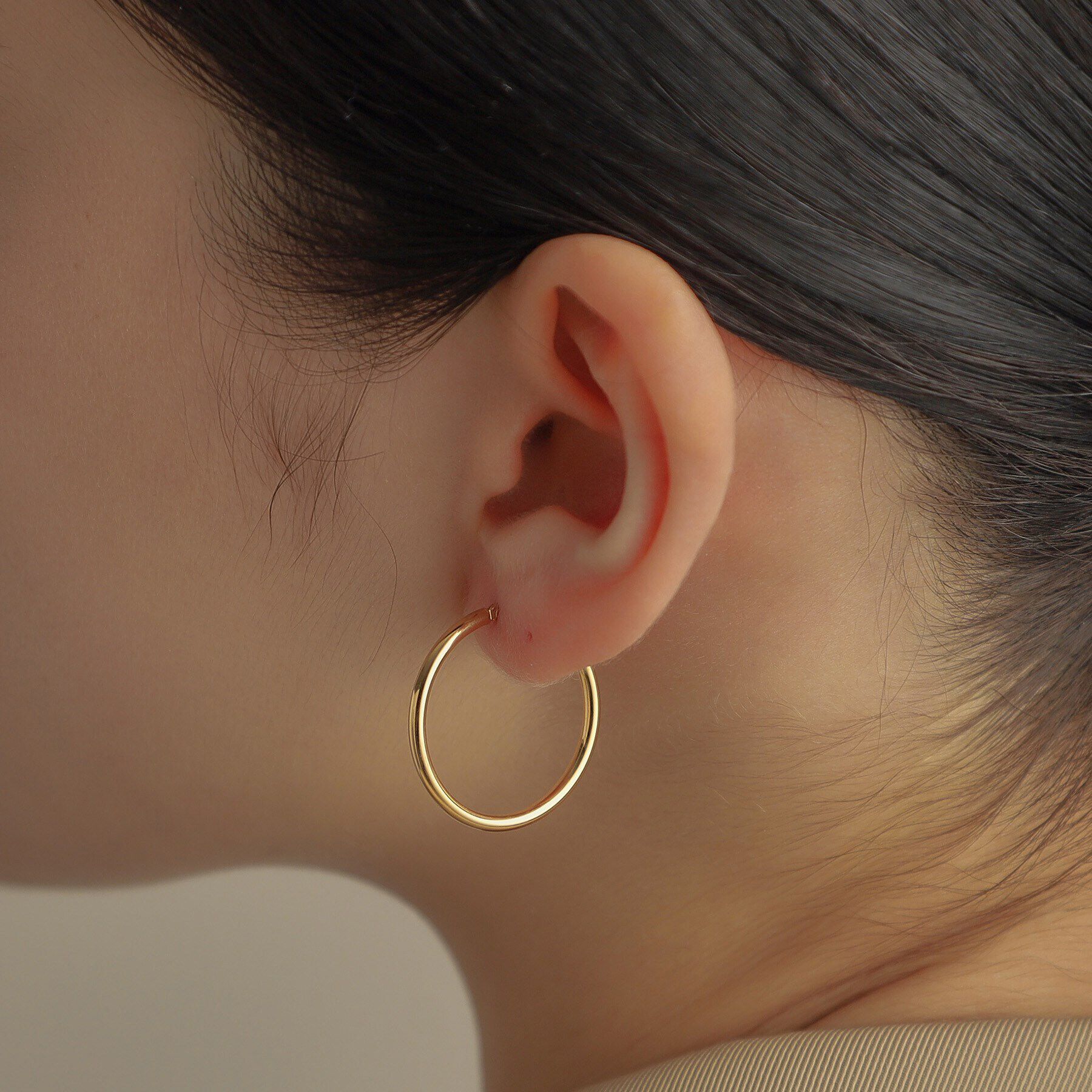 COCOSHNIK「K18中空丸線 フープピアス大」|ピアス|