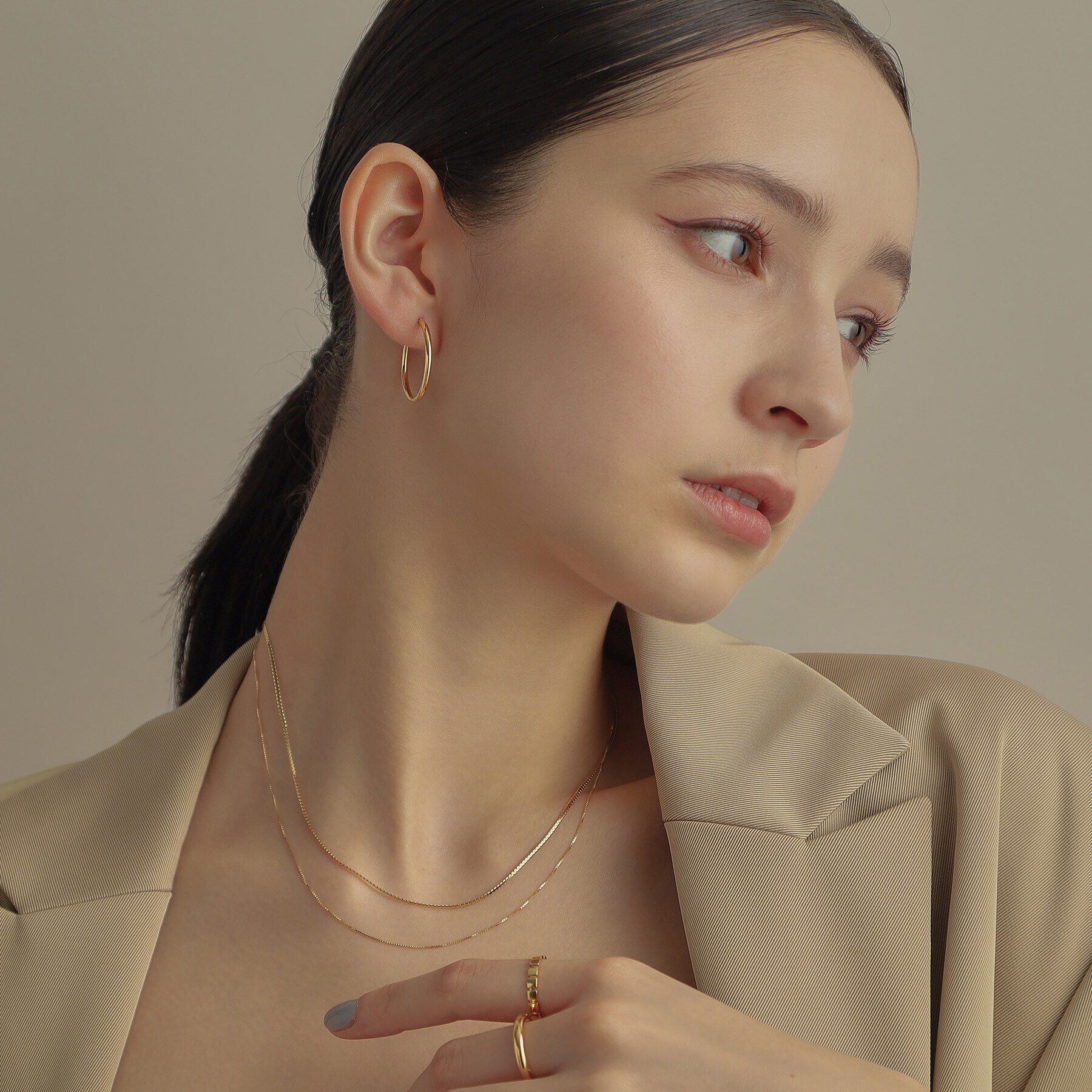 COCOSHNIK「K18中空丸線 フープピアス大」|ピアス|