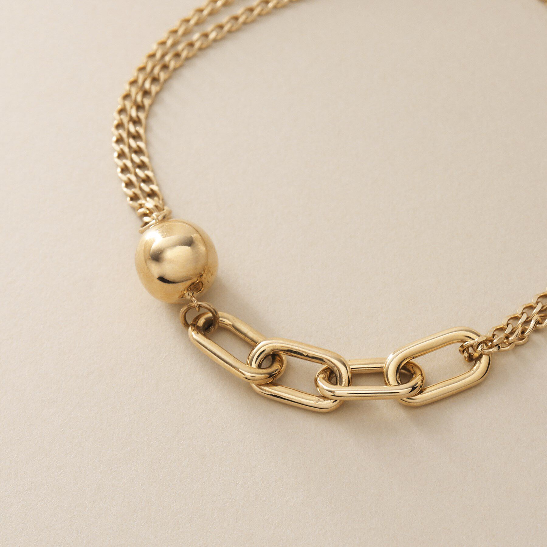 COCOSHNIK「K10中空ボールキヘイミックスチェーン ブレスレット」|ブレスレット・バングル|