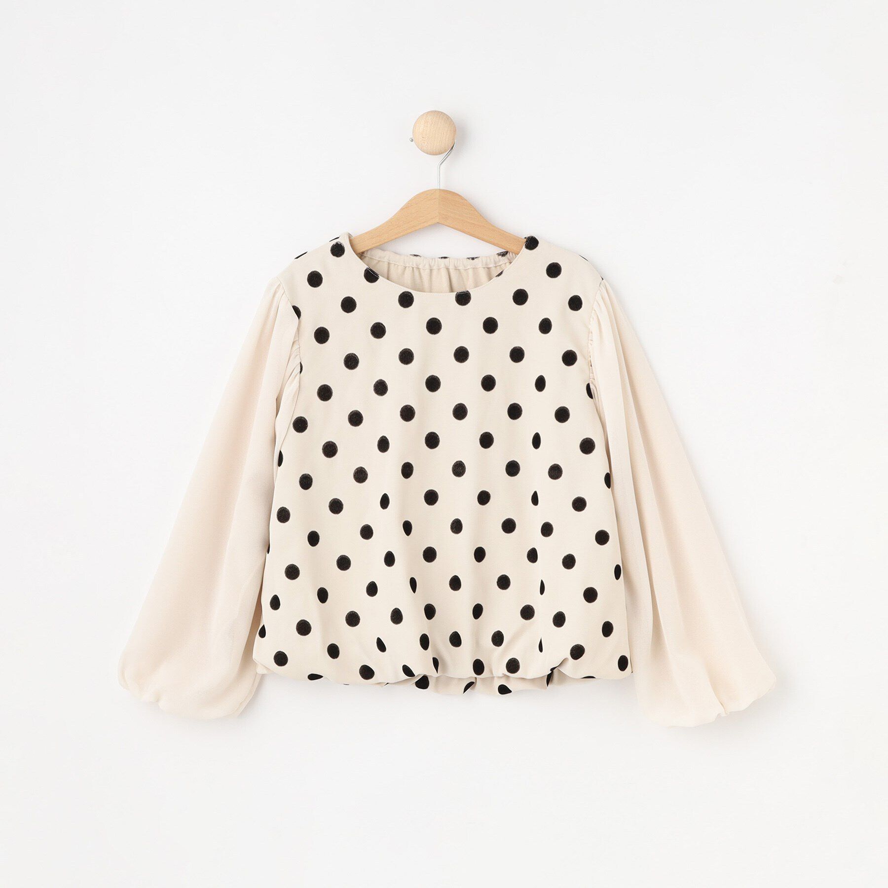 SHOO･LA･RUE「【100-140cm/プチセレ/セットアップ可】フロッキードットブラウス」|シャツ・ブラウス|アイボリー(004)