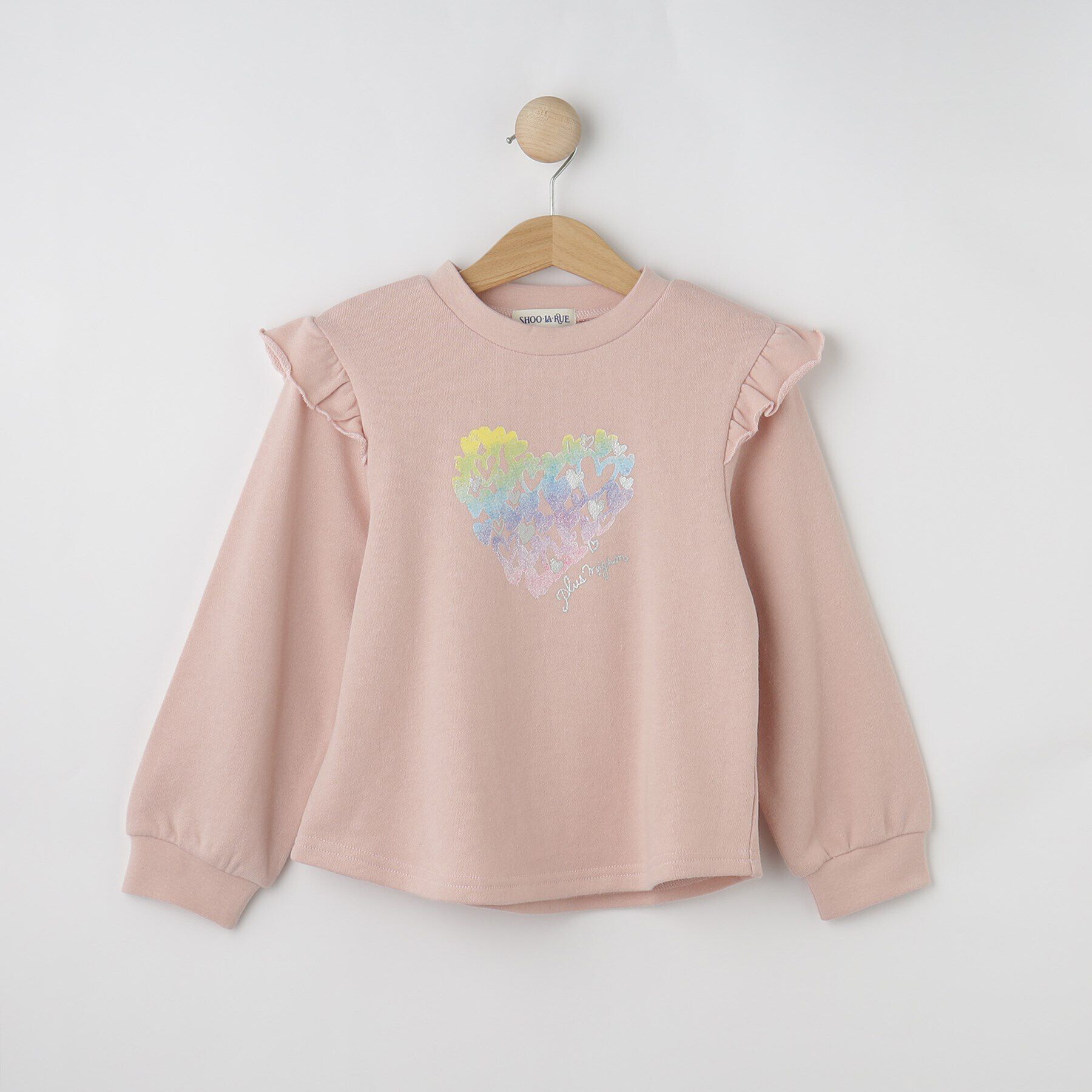 SHOO･LA･RUE「【100-120xm】肩フリルアソートプリントスウェット」|その他|ﾗｲﾄﾋﾟﾝｸ(070)