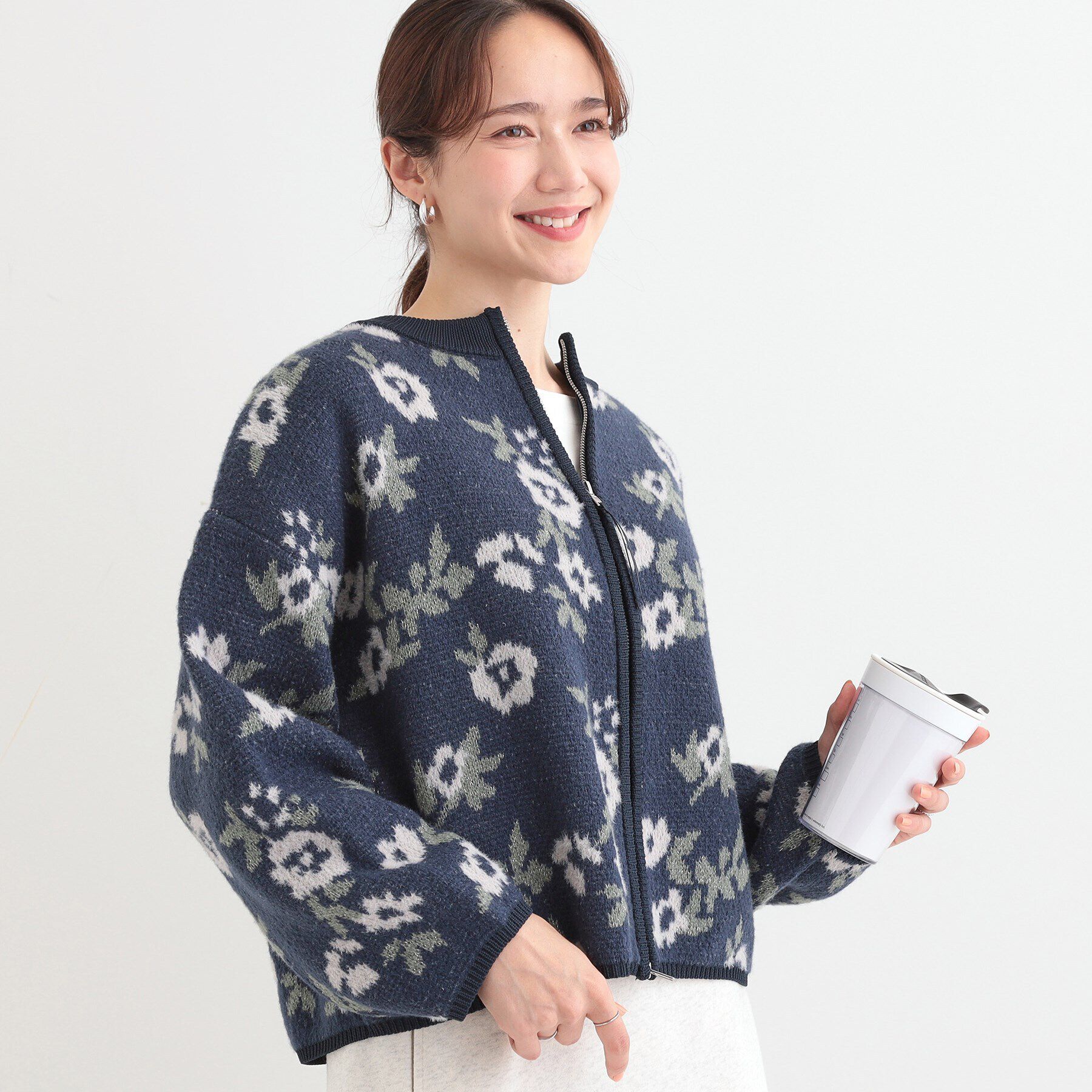 SHOO･LA･RUE「選べる3柄 ダブルZIPカーディガン」|カーディガン|ネイビー(794)