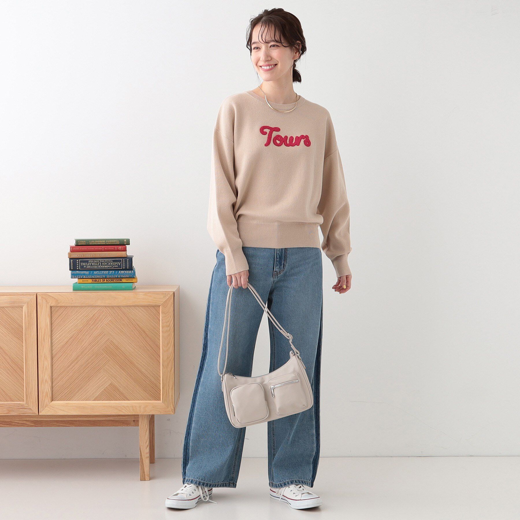 SHOO･LA･RUE「【洗える/S-LL/ちくちくしにくい】大人のための ロゴ入りスウェットライクニット」|ニット・セーター|