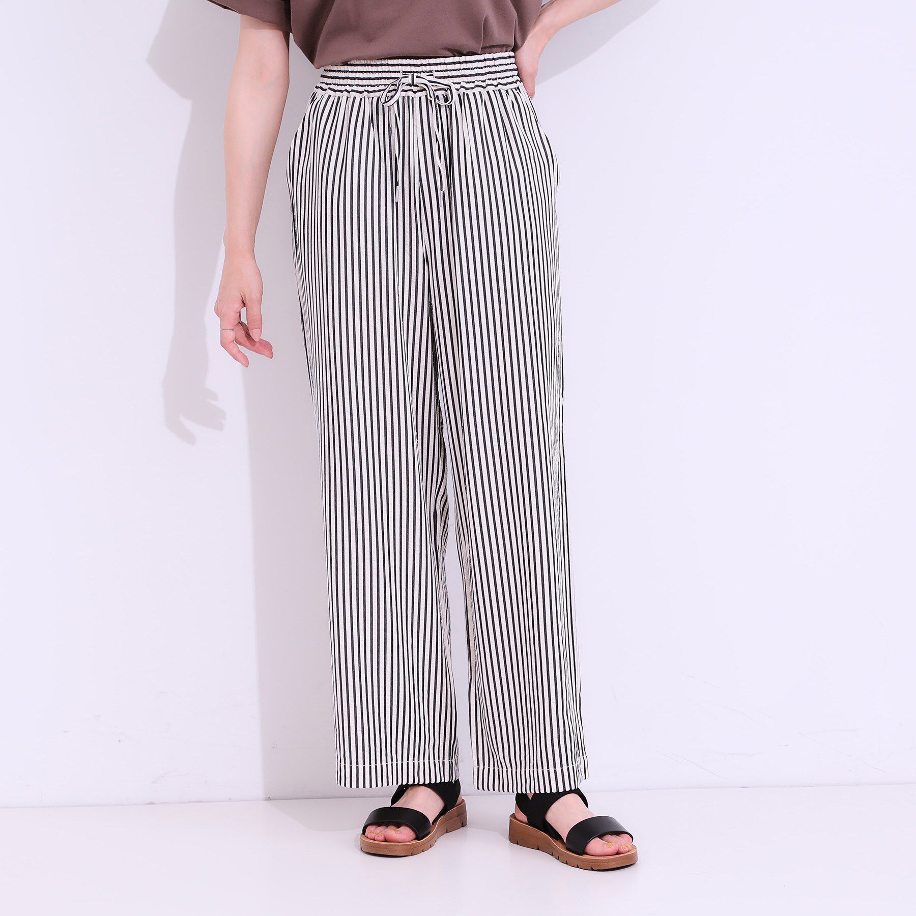 SHOO･LA･RUE「【セットアップ可能/ひんやり/吸水速乾】サッカーストライプイージーパンツ」|その他|