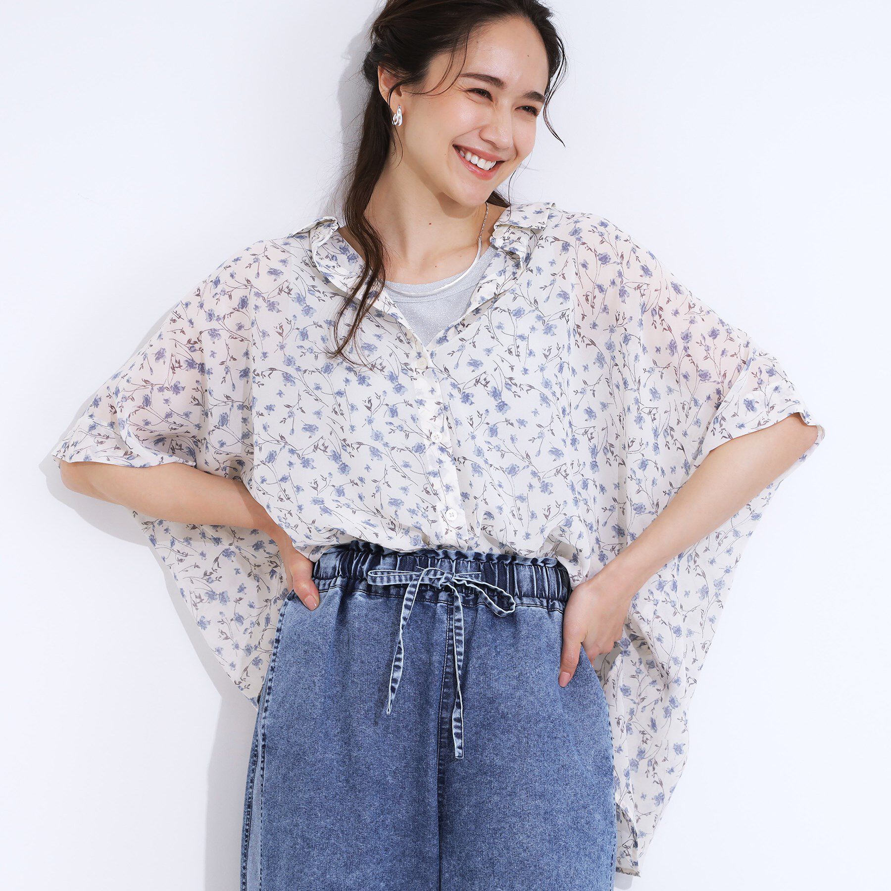 SHOO･LA･RUE「大人のシアー感 ゆるさらポンチョシャツ」|シャツ・ブラウス|オフホワイト(703