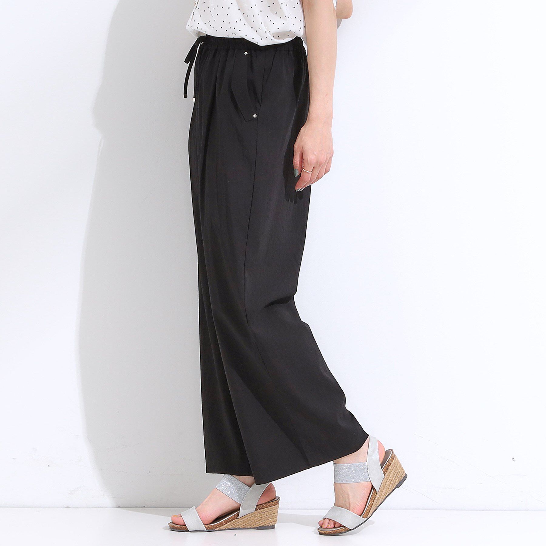 SHOO･LA･RUE「【着丈選べる/S-LL】触れる度ひんやり ゆるきれい イージーワイドパンツ」|その他|