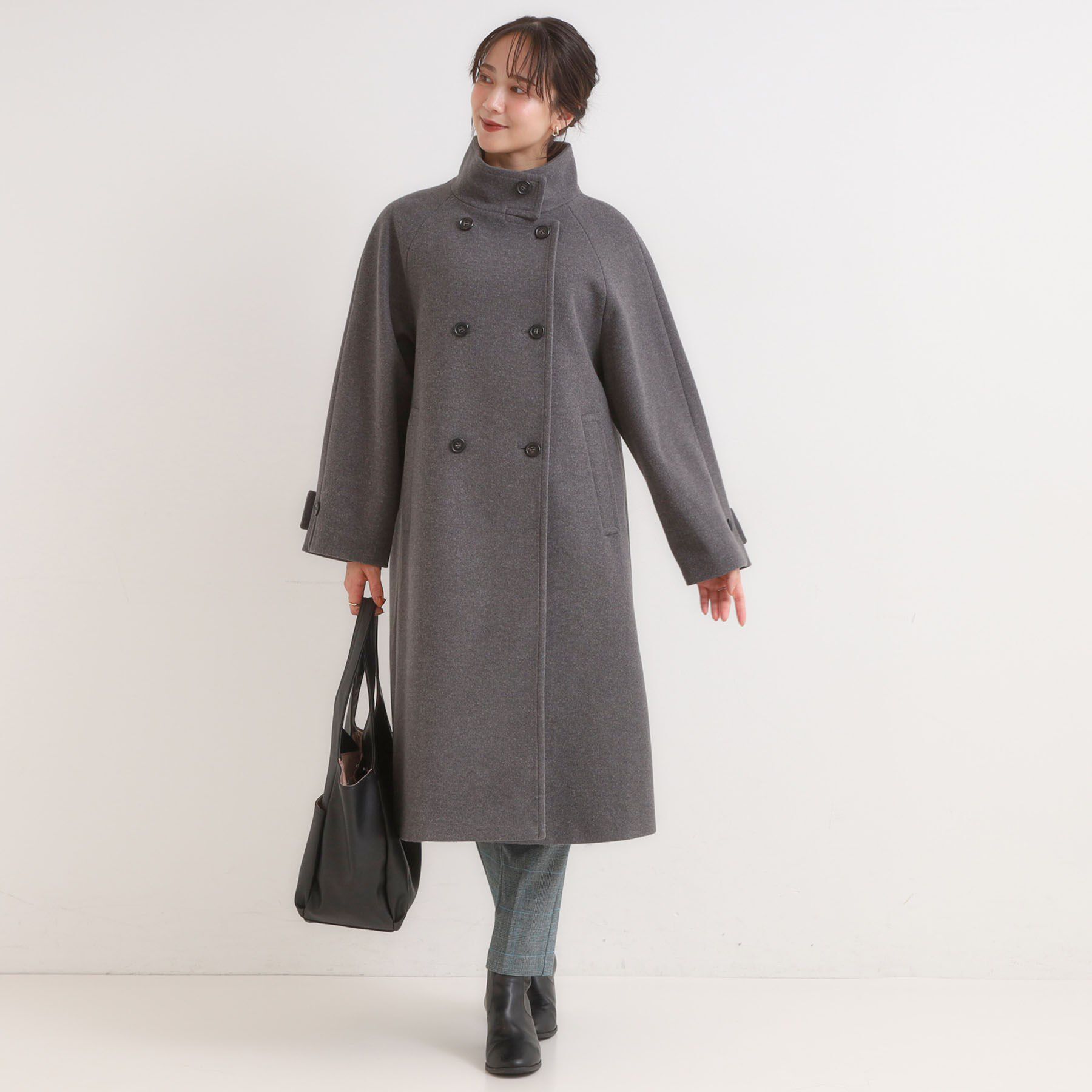 SHOO･LA･RUE「【S-LL】大人のきれいめスタイルに ウール調スタンドロングコート」|その他|