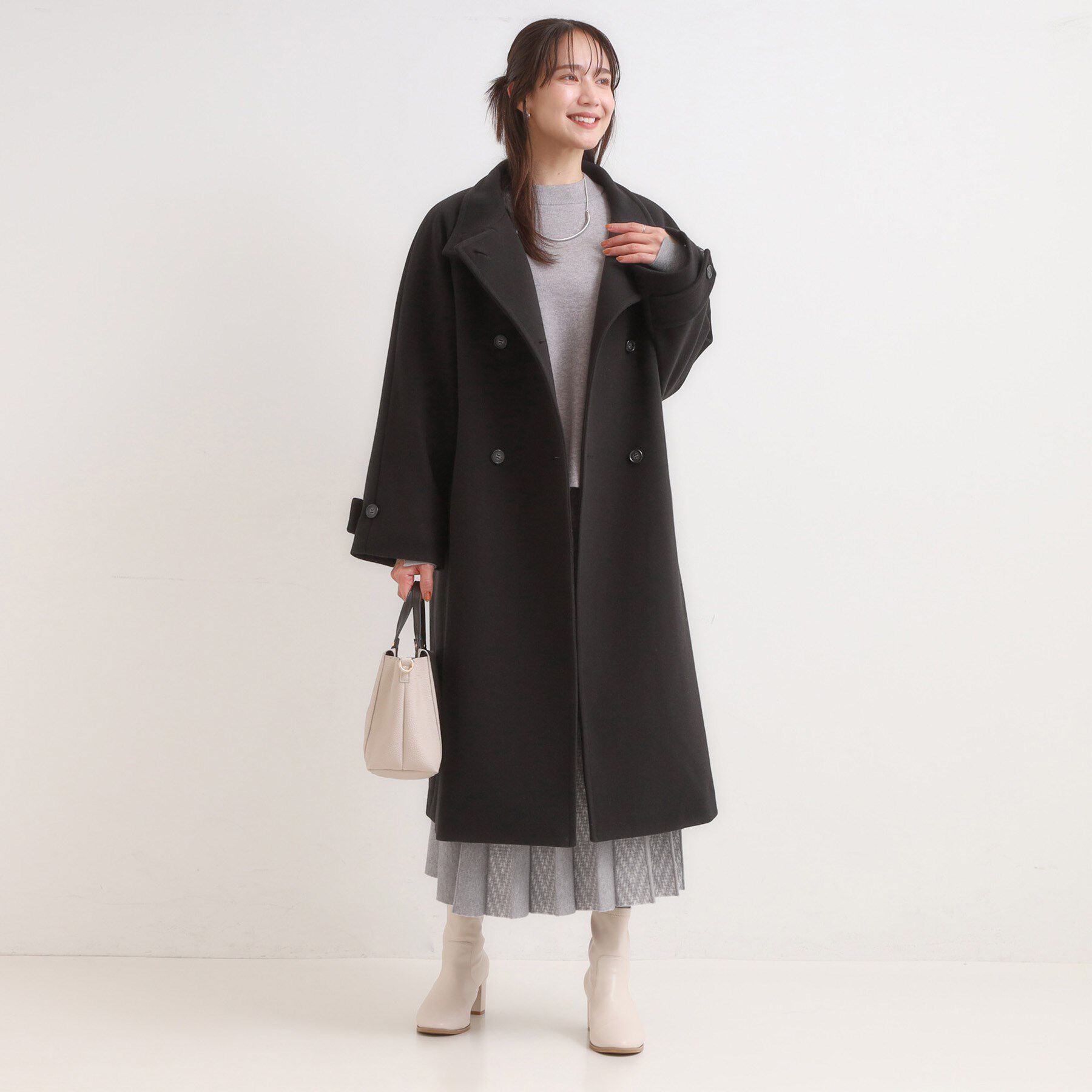 SHOO･LA･RUE「【S-LL】大人のきれいめスタイルに ウール調スタンドロングコート」|その他|