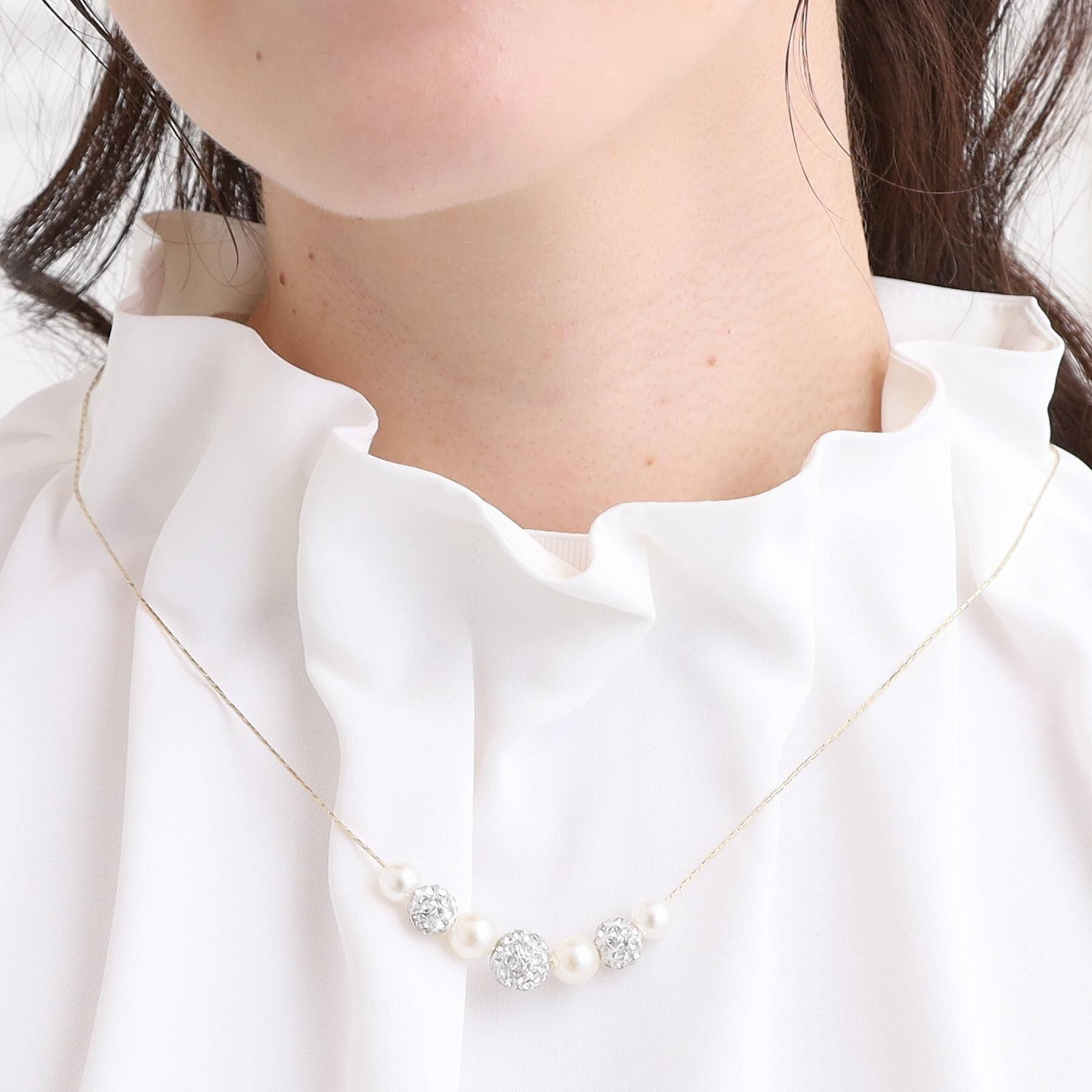 SHOO･LA･RUE「【セレモニー】きらびやかに ポイントパヴェ ショートネックレス」|ネックレス|