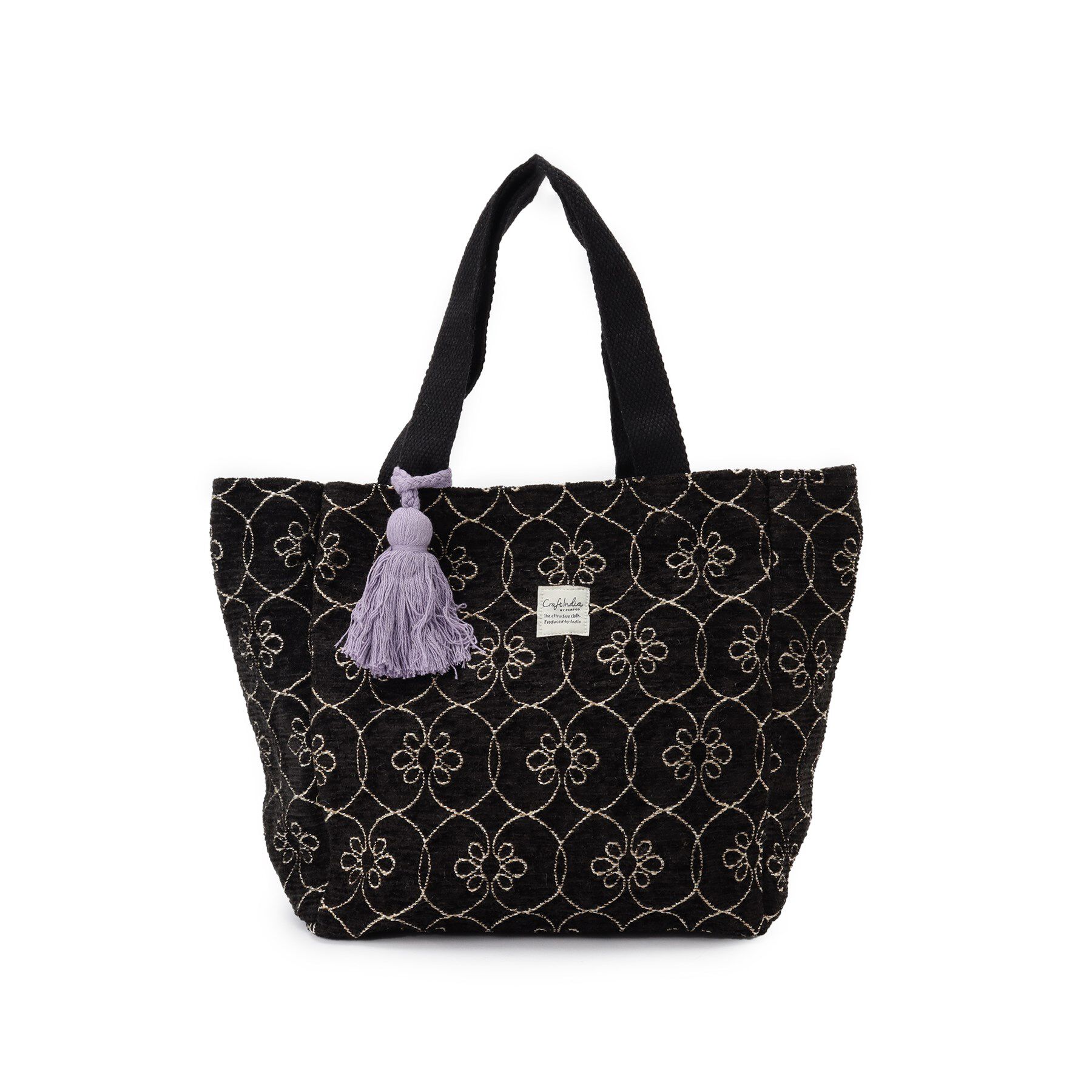 SHOO･LA･RUE「インド製ジャカードランチトートバッグ」|トートバッグ|ブラック(419)