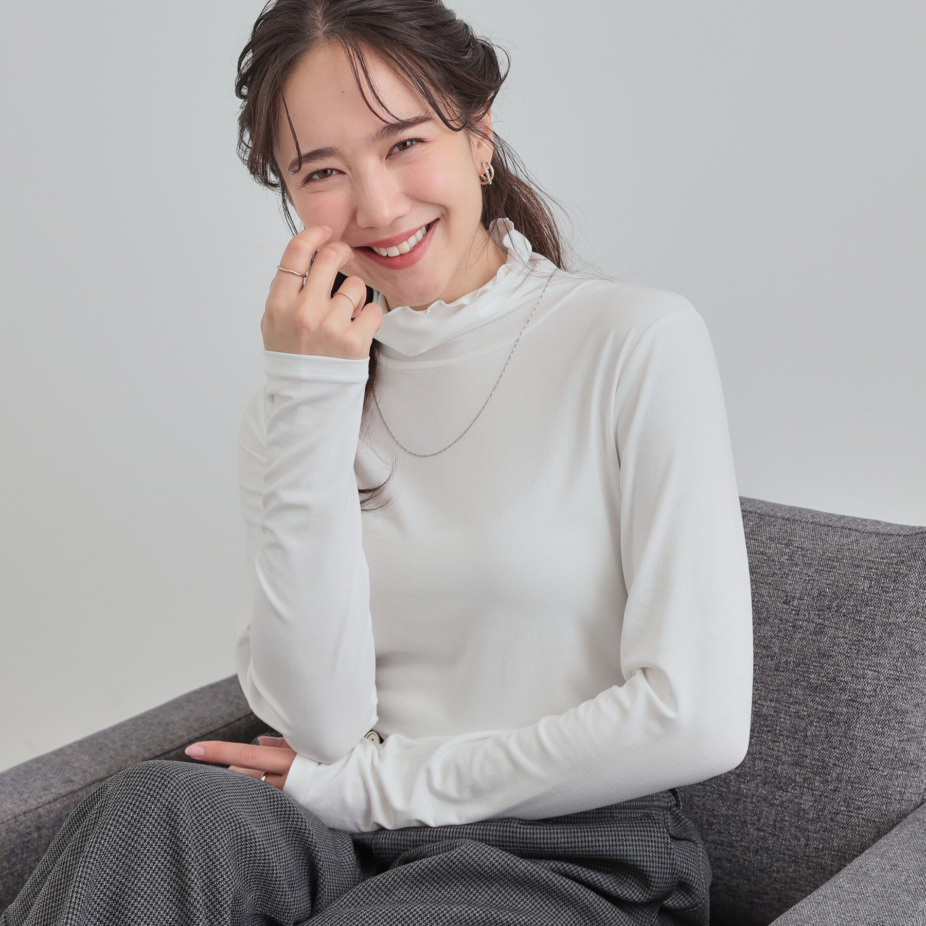 SHOO･LA･RUE「【あったか/S-LL】秋冬の救世主 タートルネックインナー」|Tシャツ・カットソー|オフホワイト(003