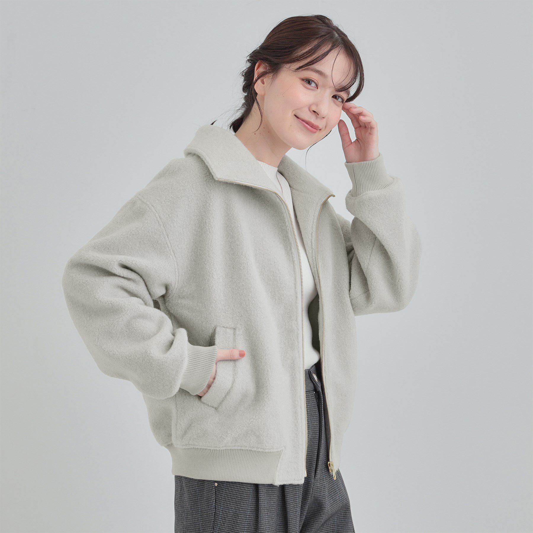 SHOO･LA･RUE「【S-LL】軽くてふんわりあたたかい スライバージャケット」|ブルゾン・スタジャン|