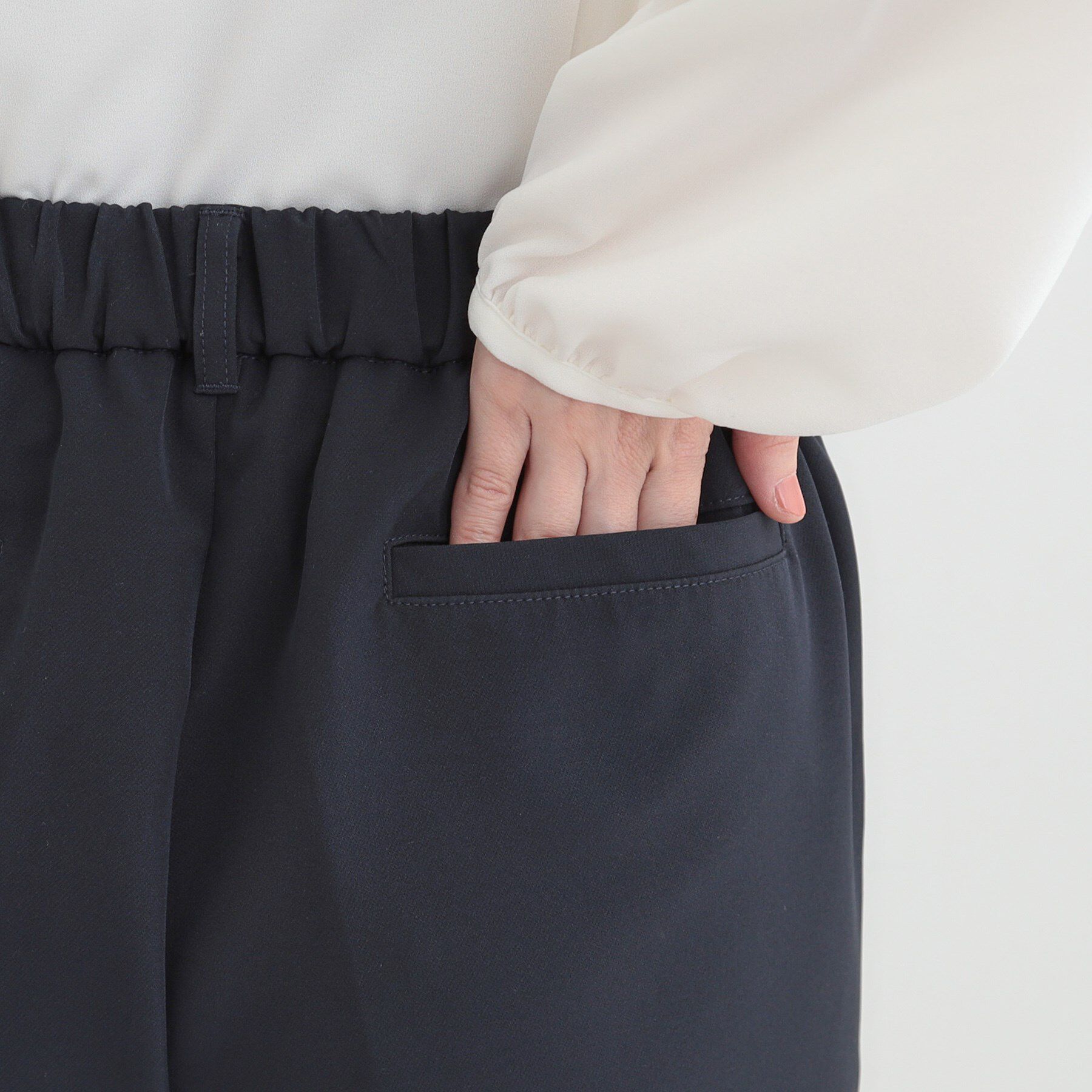 SHOO･LA･RUE「【3点スーツセット/洗濯機可】時短で好印象 セットアップ+ブラウス」|ノーカラージャケット|