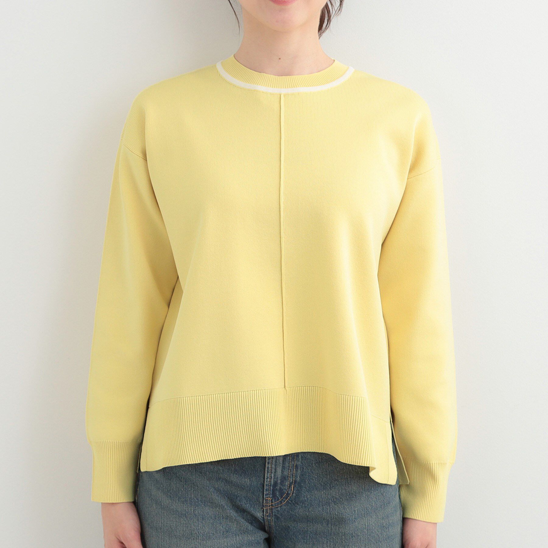 SHOO･LA･RUE「【洗濯機可/S-LL】軽やかなパイピングがポイント スウェットライクニット」|ニット・セーター|