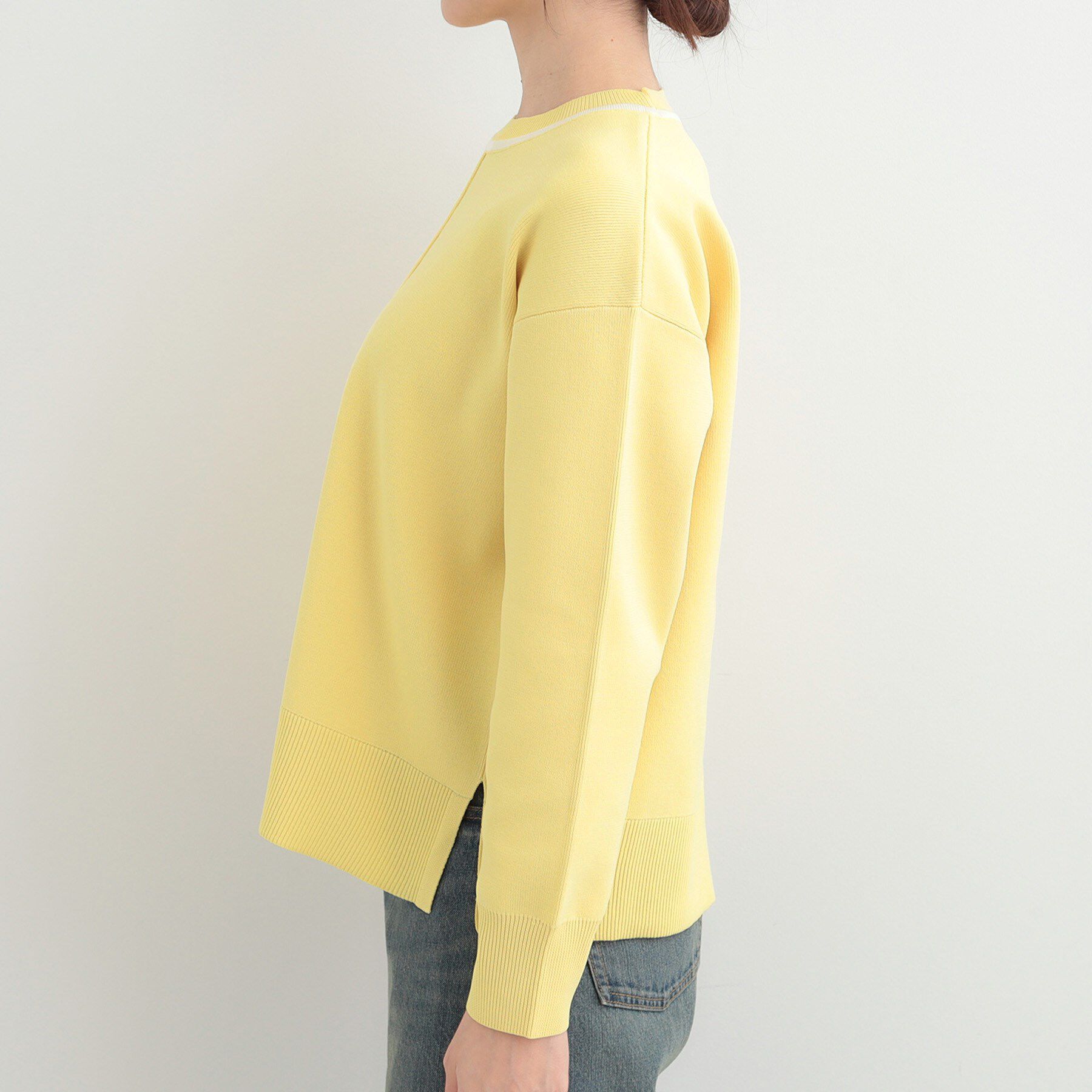 SHOO･LA･RUE「【洗濯機可/S-LL】軽やかなパイピングがポイント スウェットライクニット」|ニット・セーター|