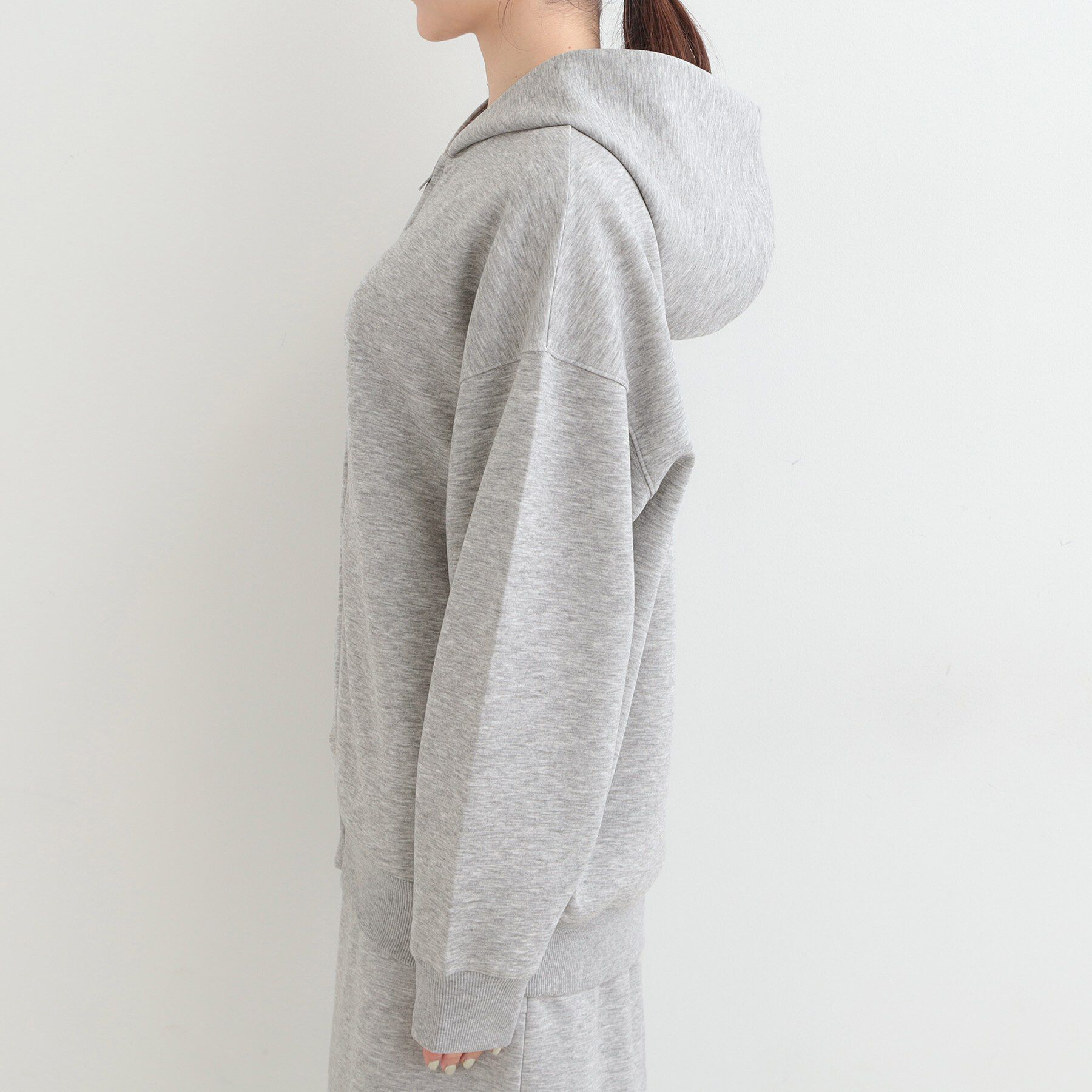 SHOO･LA･RUE「【セットアップ可/S-LL/なめらかタッチ】大人カジュアルスタイルに ZIPパーカ」|パーカー|