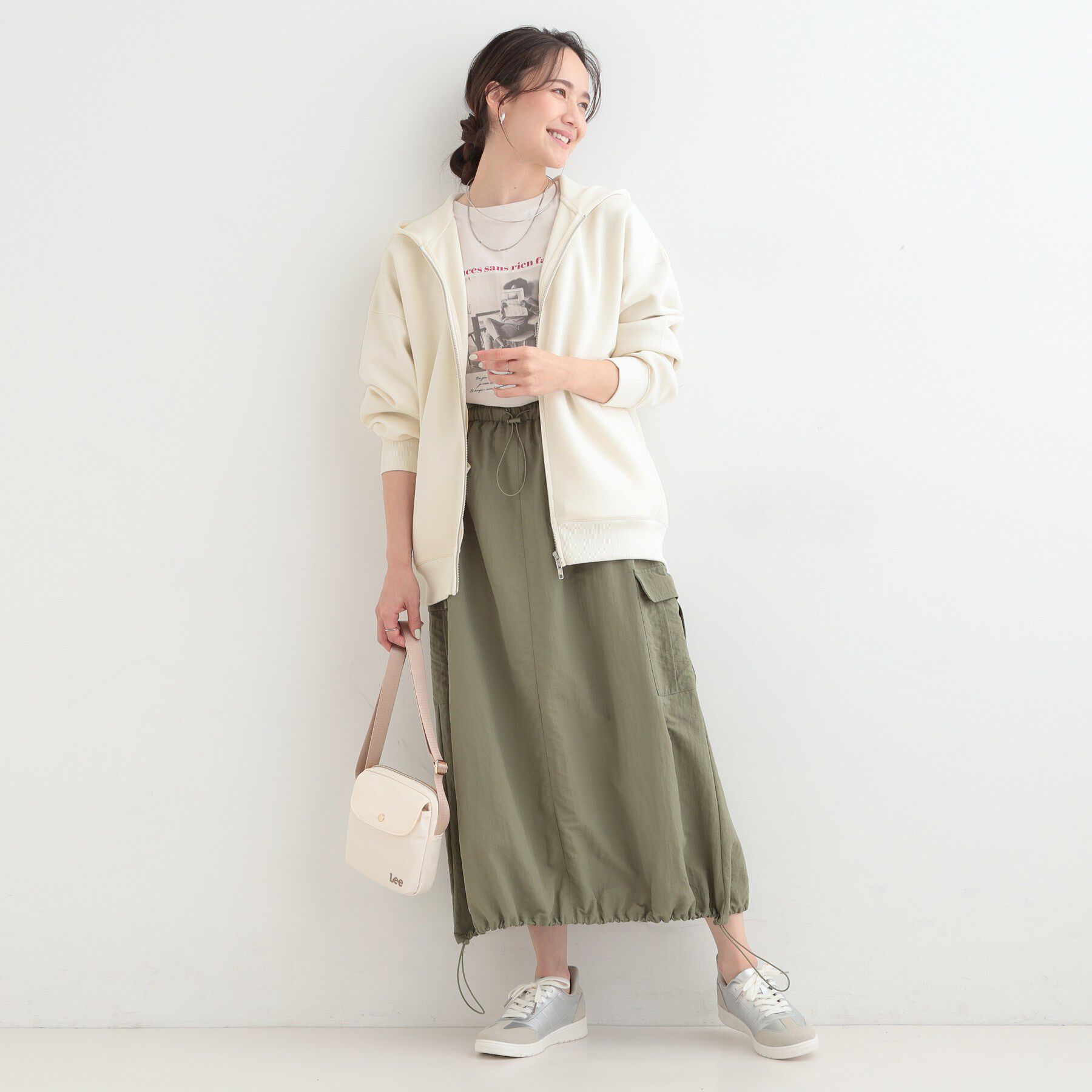 SHOO･LA･RUE「【セットアップ可/S-LL/なめらかタッチ】大人カジュアルスタイルに ZIPパーカ」|パーカー|