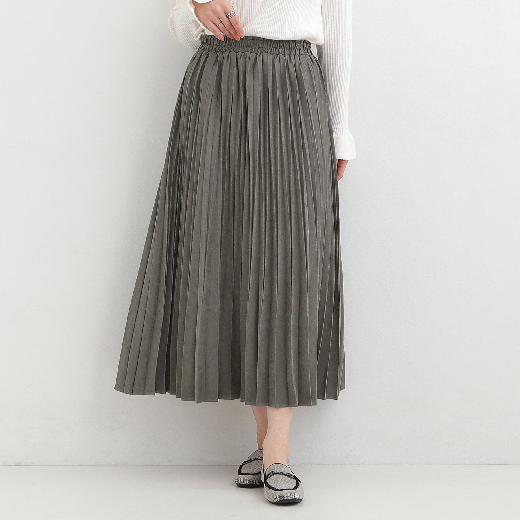 SHOO･LA･RUE「【洗濯機可/S-LL】きれいめにもカジュアルにも スエードライク プリーツスカート」|スカート|