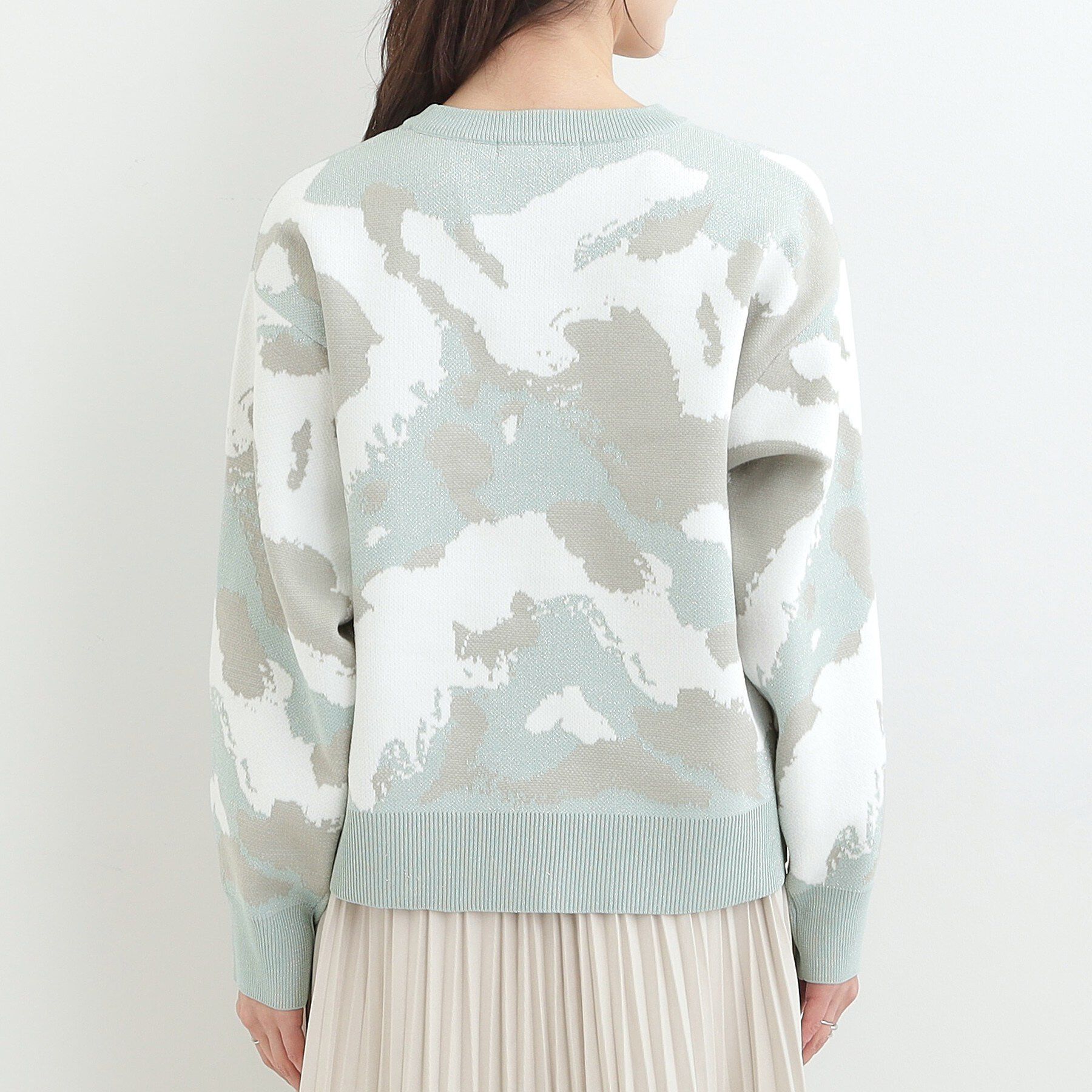 SHOO･LA･RUE「【洗濯機可/S-LL】1枚で華やかに ラメ入りニュアンス柄ニット」|ニット・セーター|