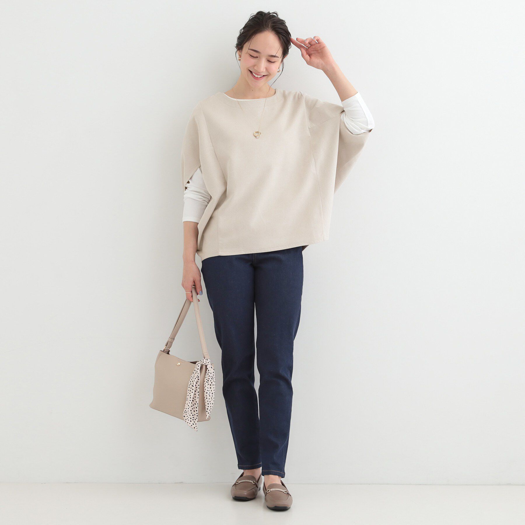 SHOO･LA･RUE「【体型カバー/2点セット】ポンチョ風 スエードライクトップス+ロンT」|その他|