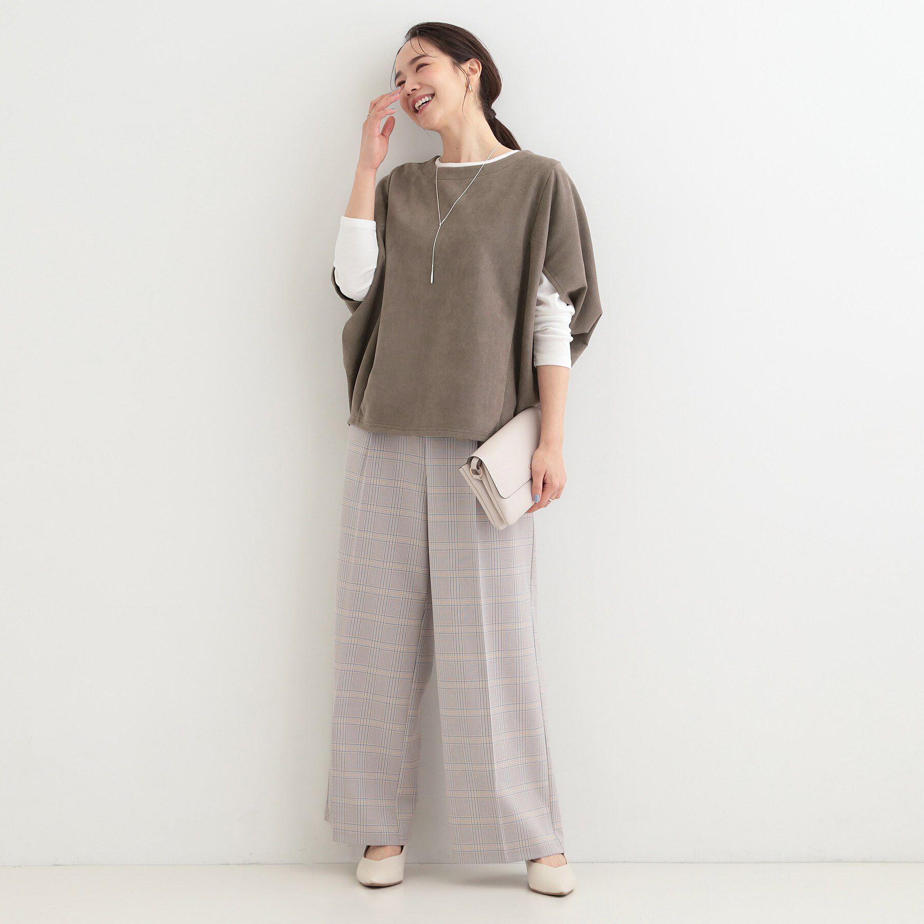 SHOO･LA･RUE「【体型カバー/2点セット】ポンチョ風 スエードライクトップス+ロンT」|その他|