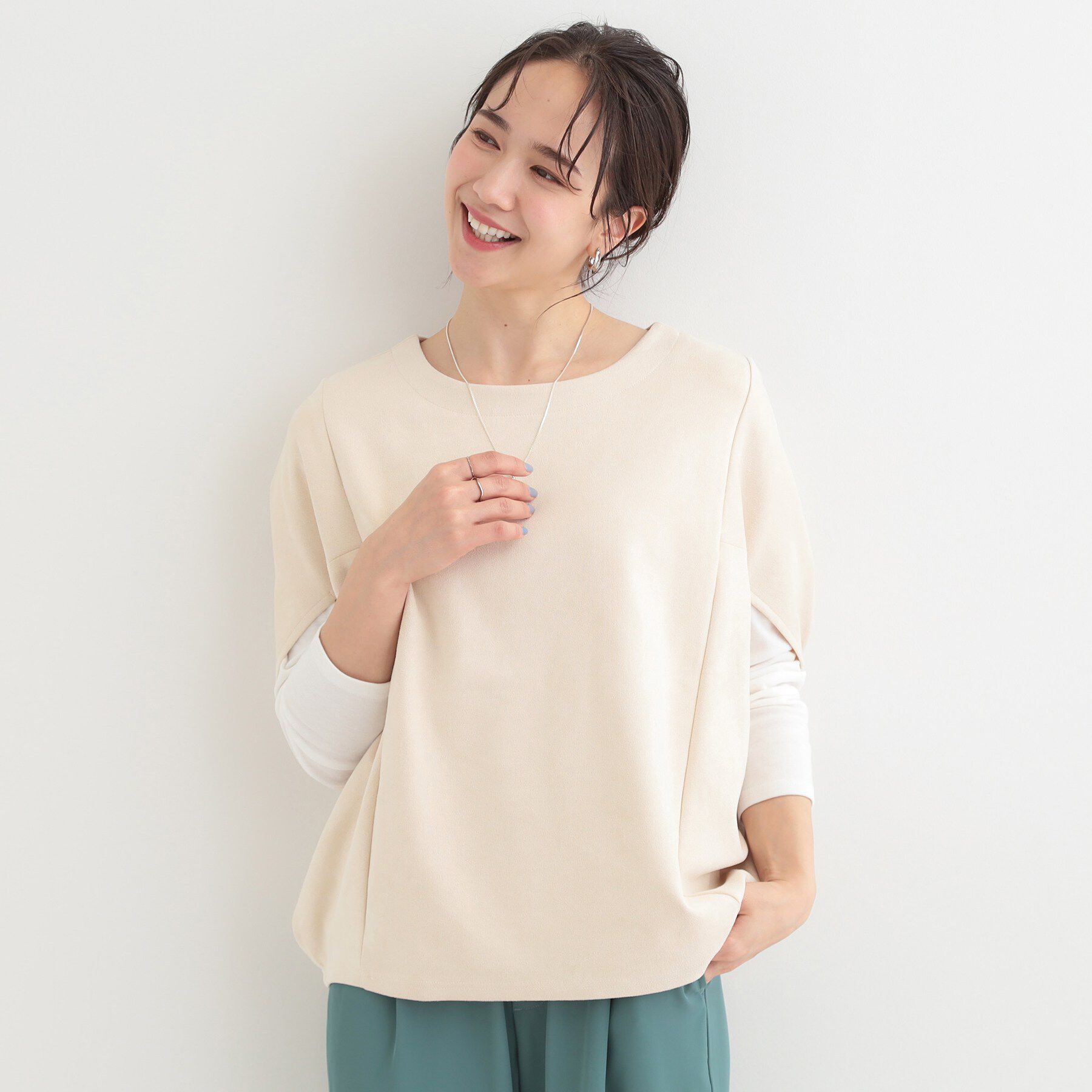 SHOO･LA･RUE「【体型カバー/2点セット】ポンチョ風 スエードライクトップス+ロンT」|その他|