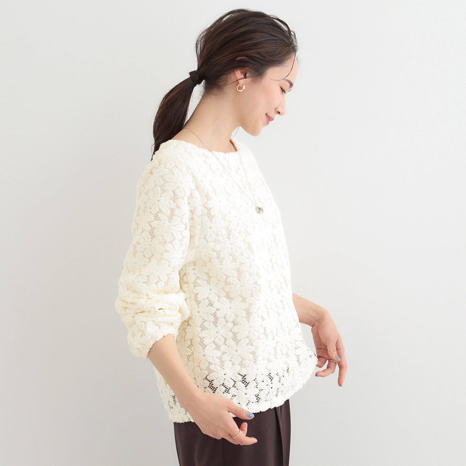 SHOO･LA･RUE「お花起毛レーストップス」|シャツ・ブラウス|