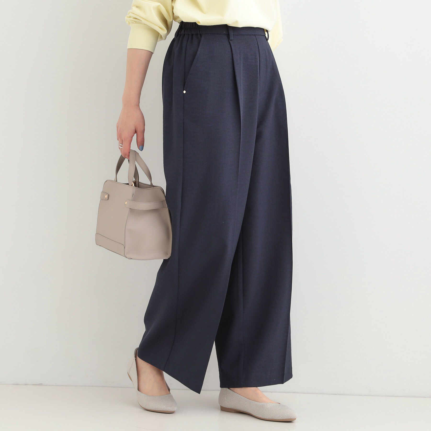 SHOO･LA･RUE「【洗濯機可/セットアップ可/SS-LL/UV】脚のラインをきれいに見せる ワイドパンツ」|その他|ネイビー(094)