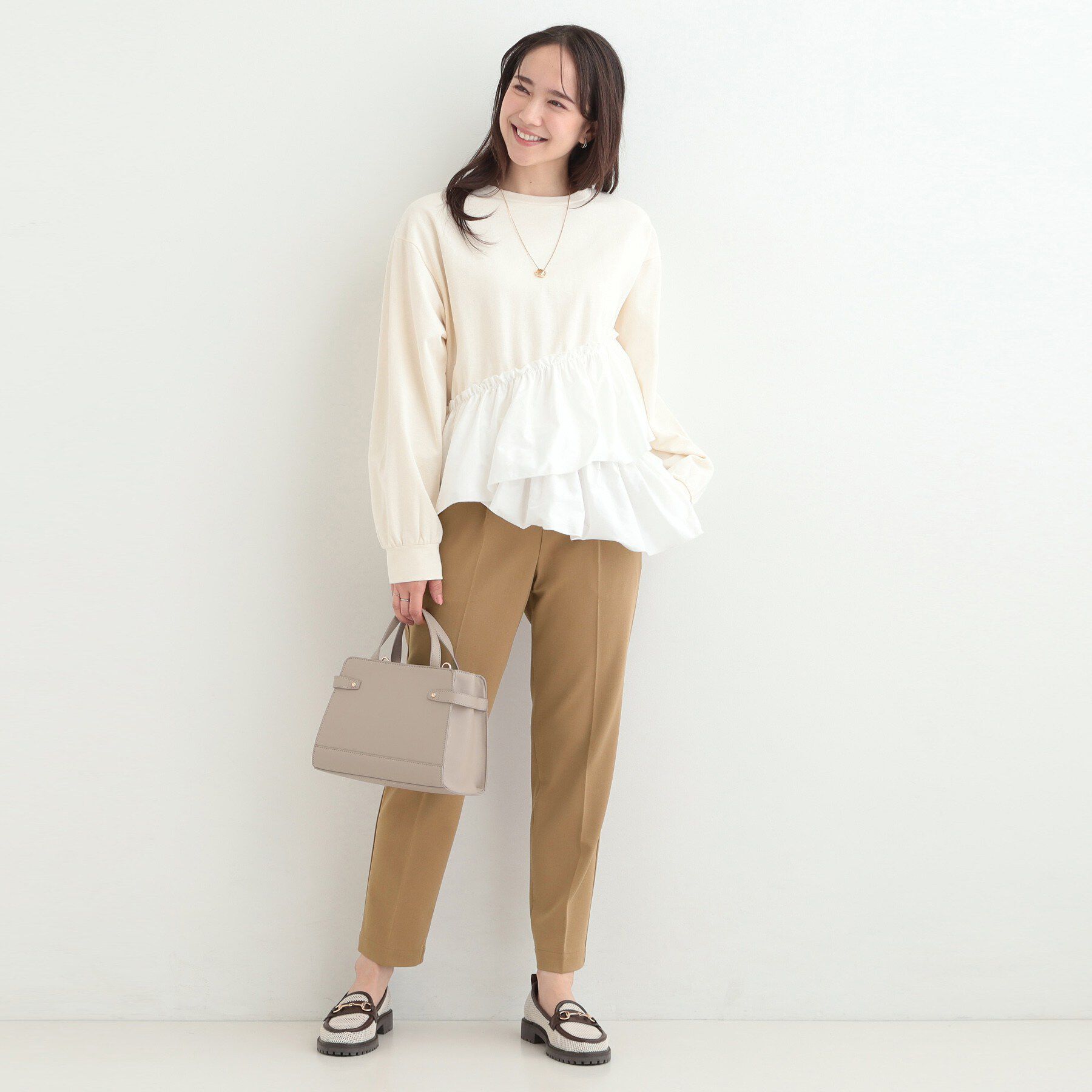 SHOO･LA･RUE「【洗濯機可/S-LL】ベルト風デザインがアクセント きれい見えテーパードパンツ」|その他|