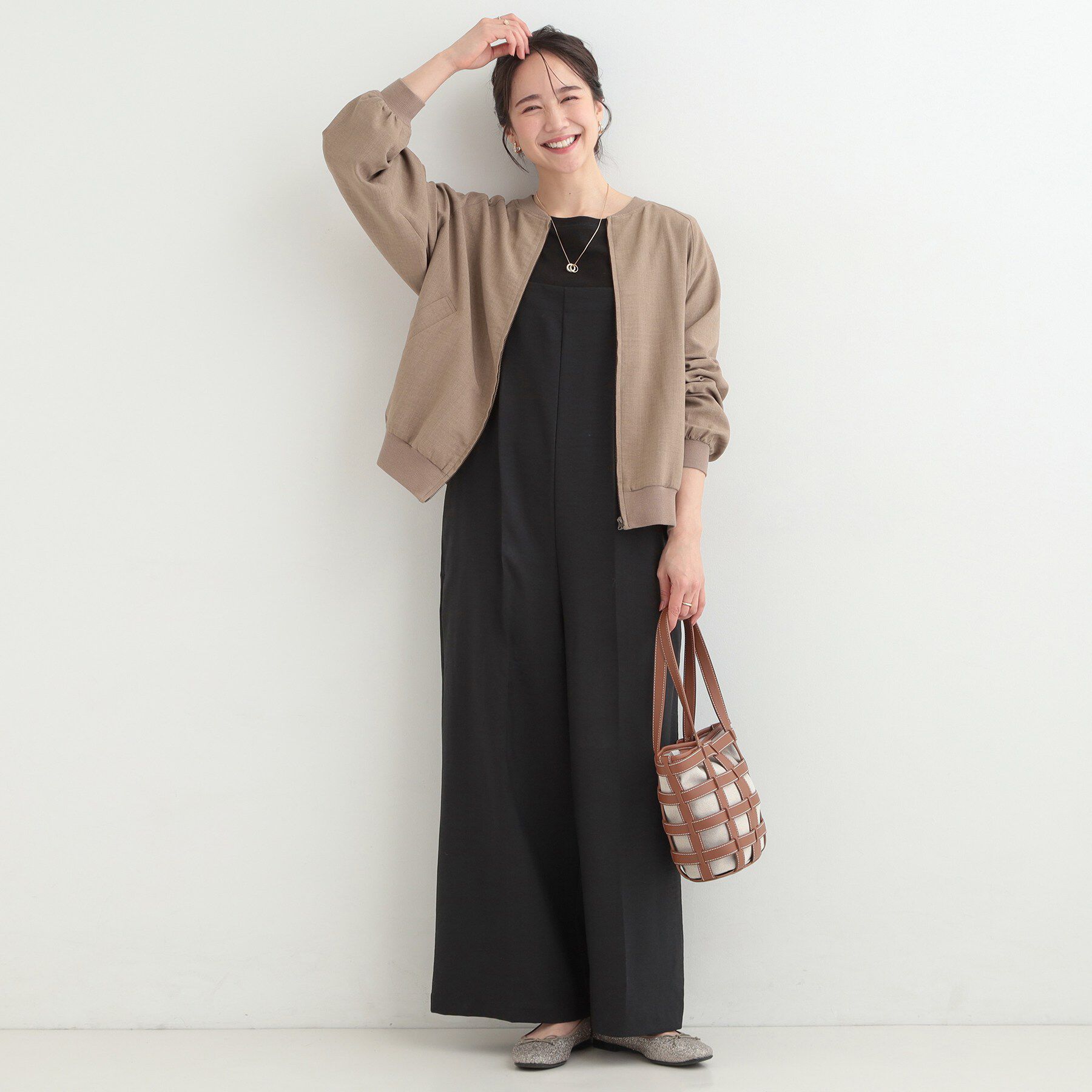 SHOO･LA･RUE「【洗濯機可/S-LL】さらっと快適　麻調ゆるリブブルゾン」|ブルゾン・スタジャン|