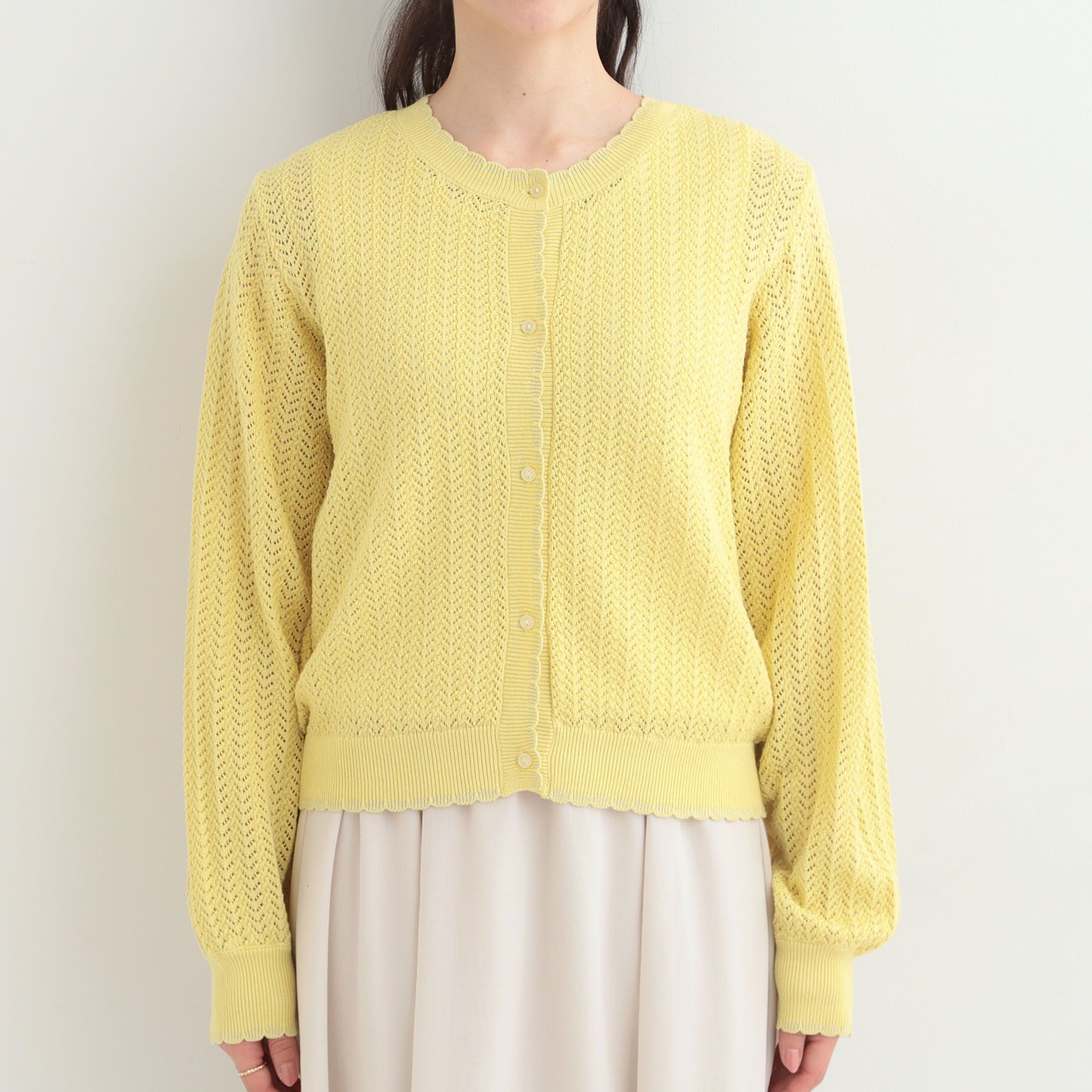 SHOO･LA･RUE「編み柄が上品 ラメ配色透かし編みカーディガン」|カーディガン|