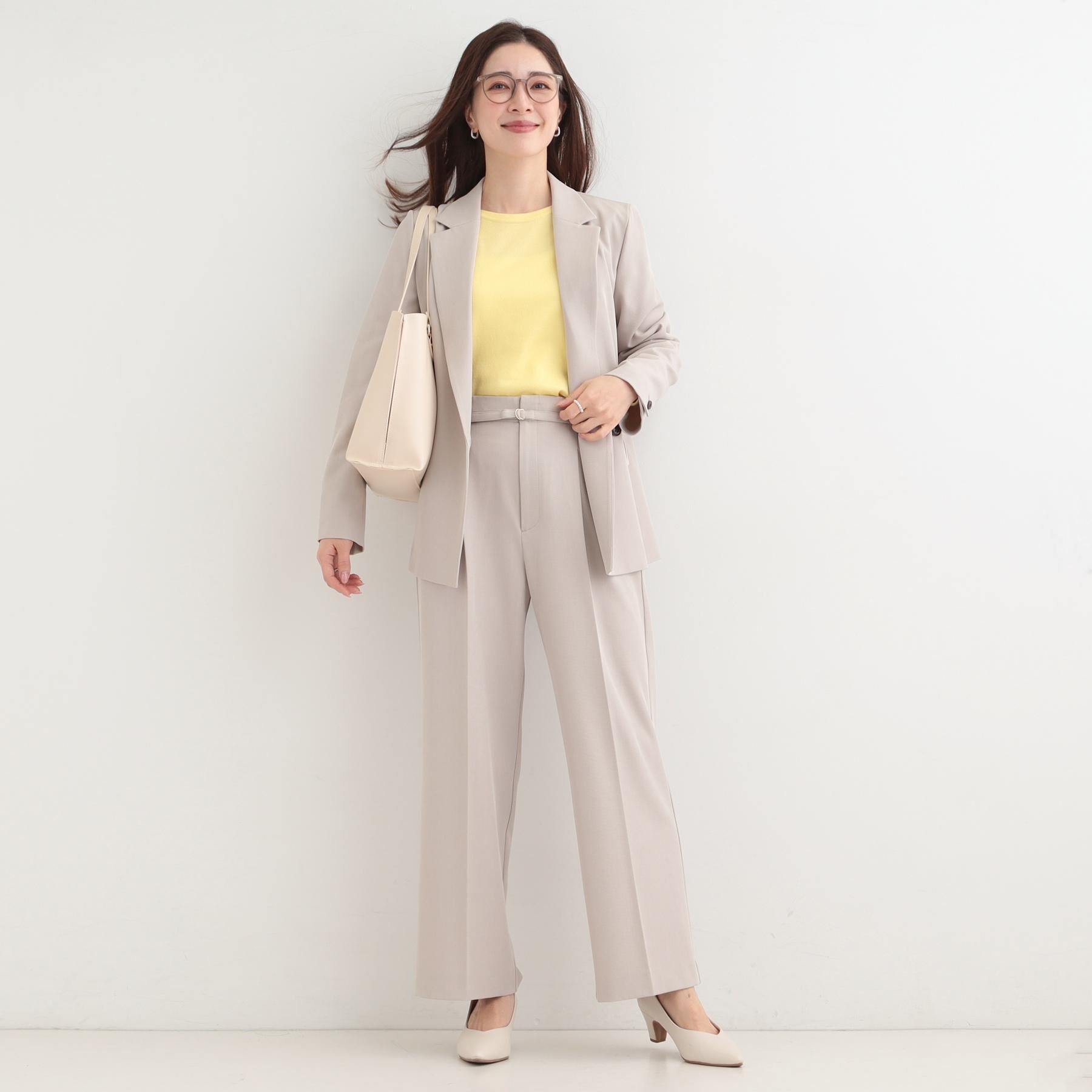 SHOO･LA･RUE「【通勤/セットアップ可/洗濯機可/SS-LL】センタープレスできちんと見え ベルト付きワイドパンツ」|その他|