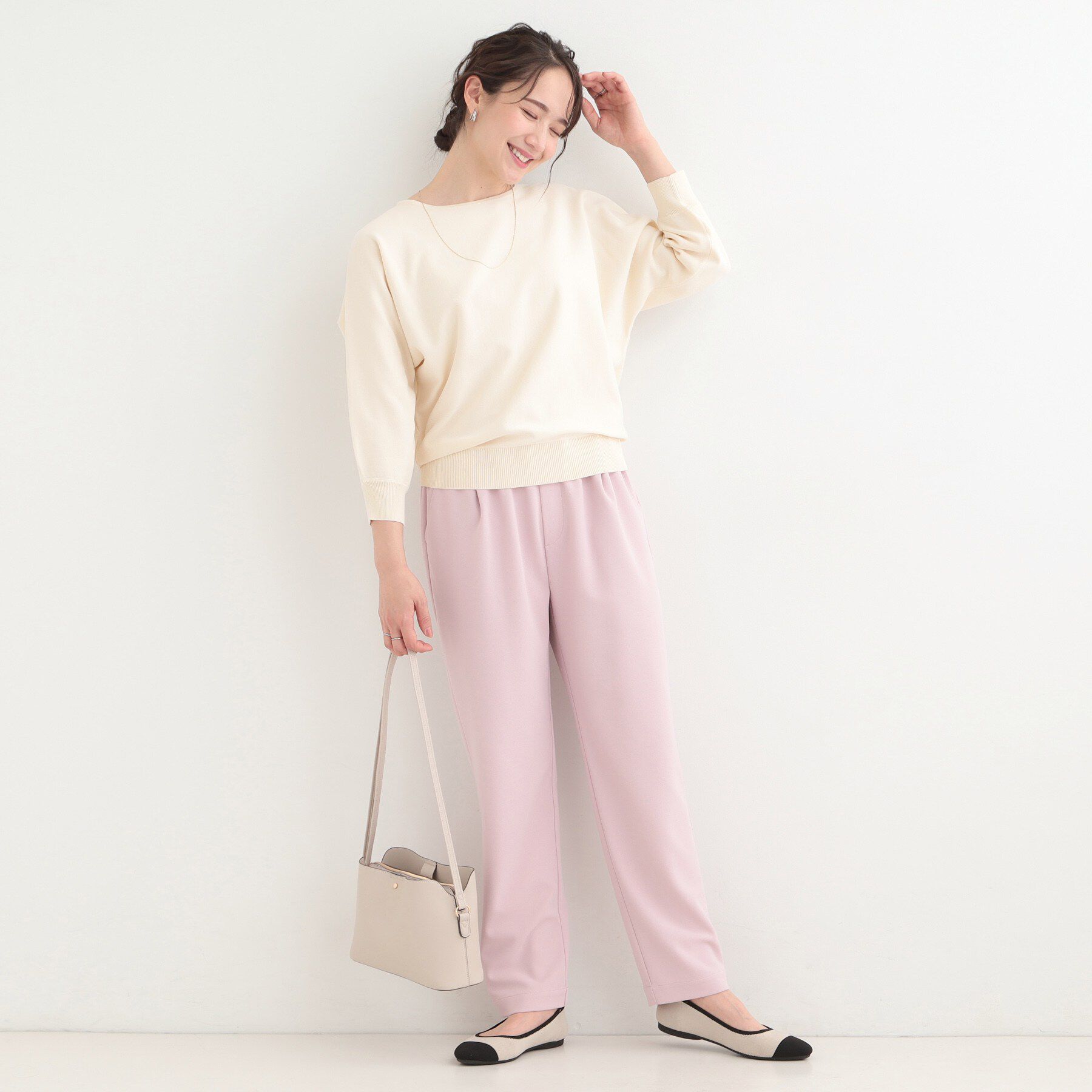 SHOO･LA･RUE「【洗濯機可/S-LL】さらりと軽やか インせず着られる すっきり見えドルマンニット」|ニット・セーター|