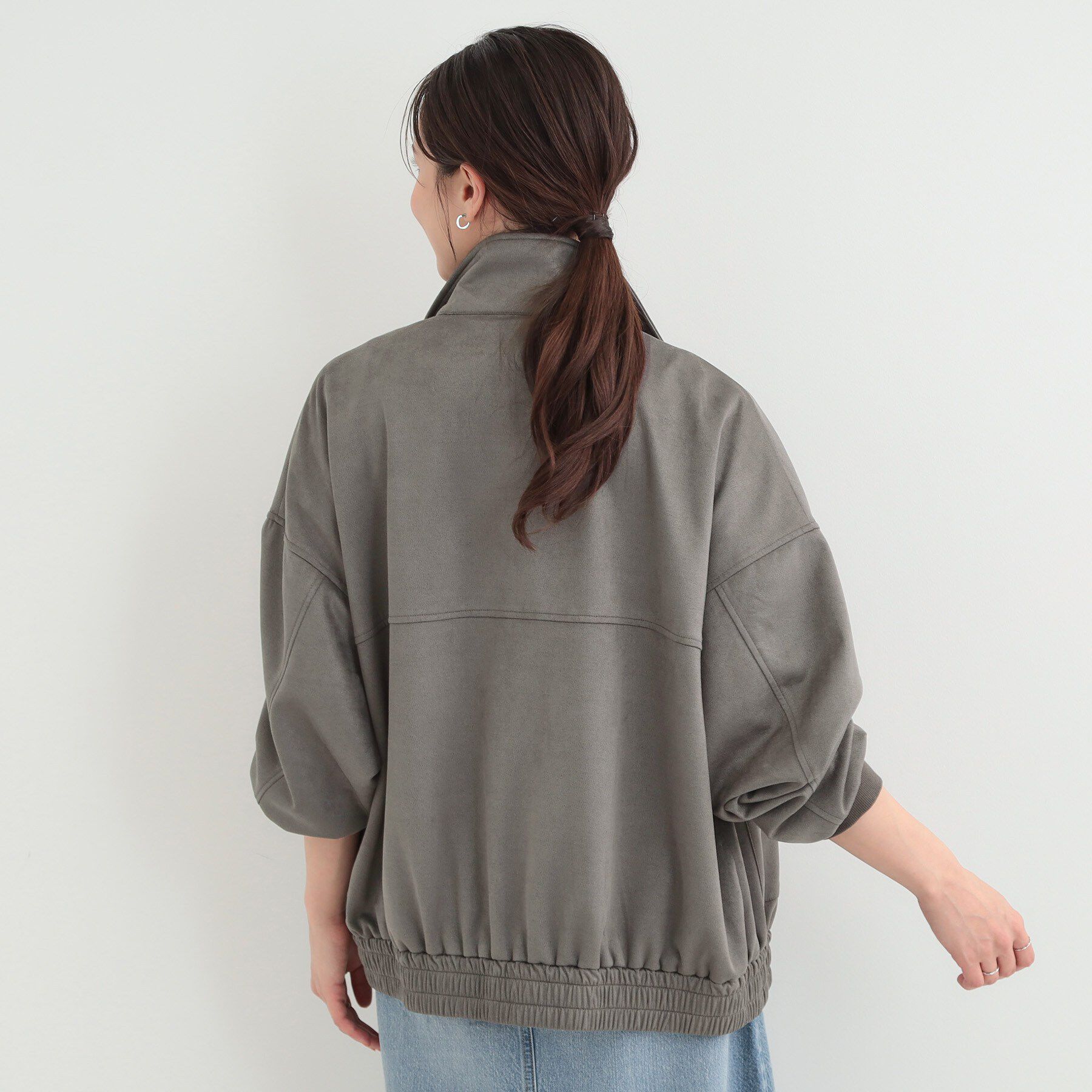 SHOO･LA･RUE「とろける手触り　カットスエードスタンドブルゾン」|ブルゾン・スタジャン|