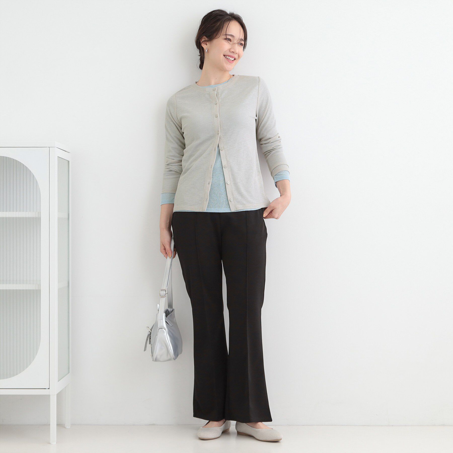 SHOO･LA･RUE「【2点セット/洗濯機可/S-LL】こなれ感あるレイヤードスタイルが即完成 シアーカーディガン+ロンT」|その他|