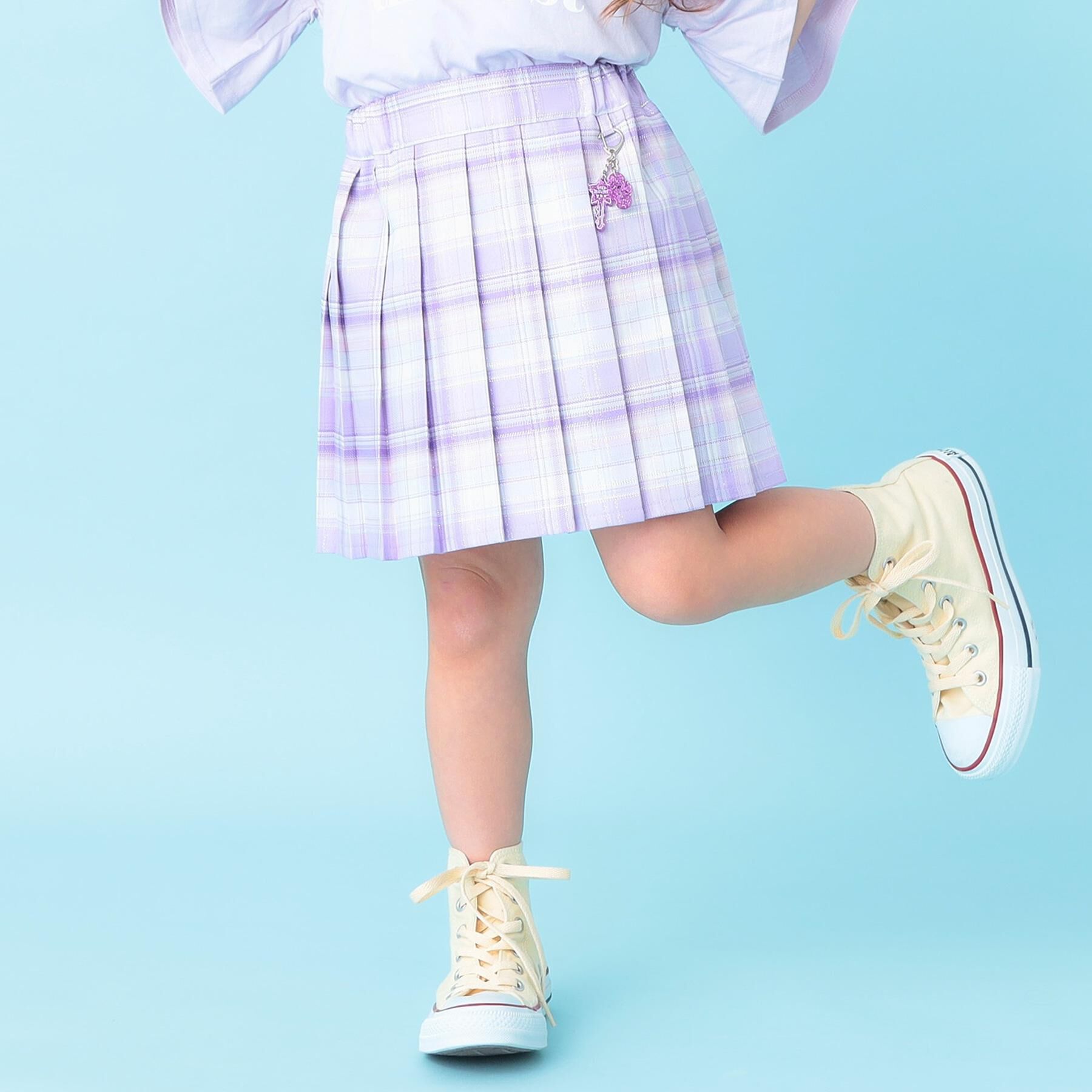 SHOO･LA･RUE「【100-150cm】ラメプリーツスカート」|スカート|