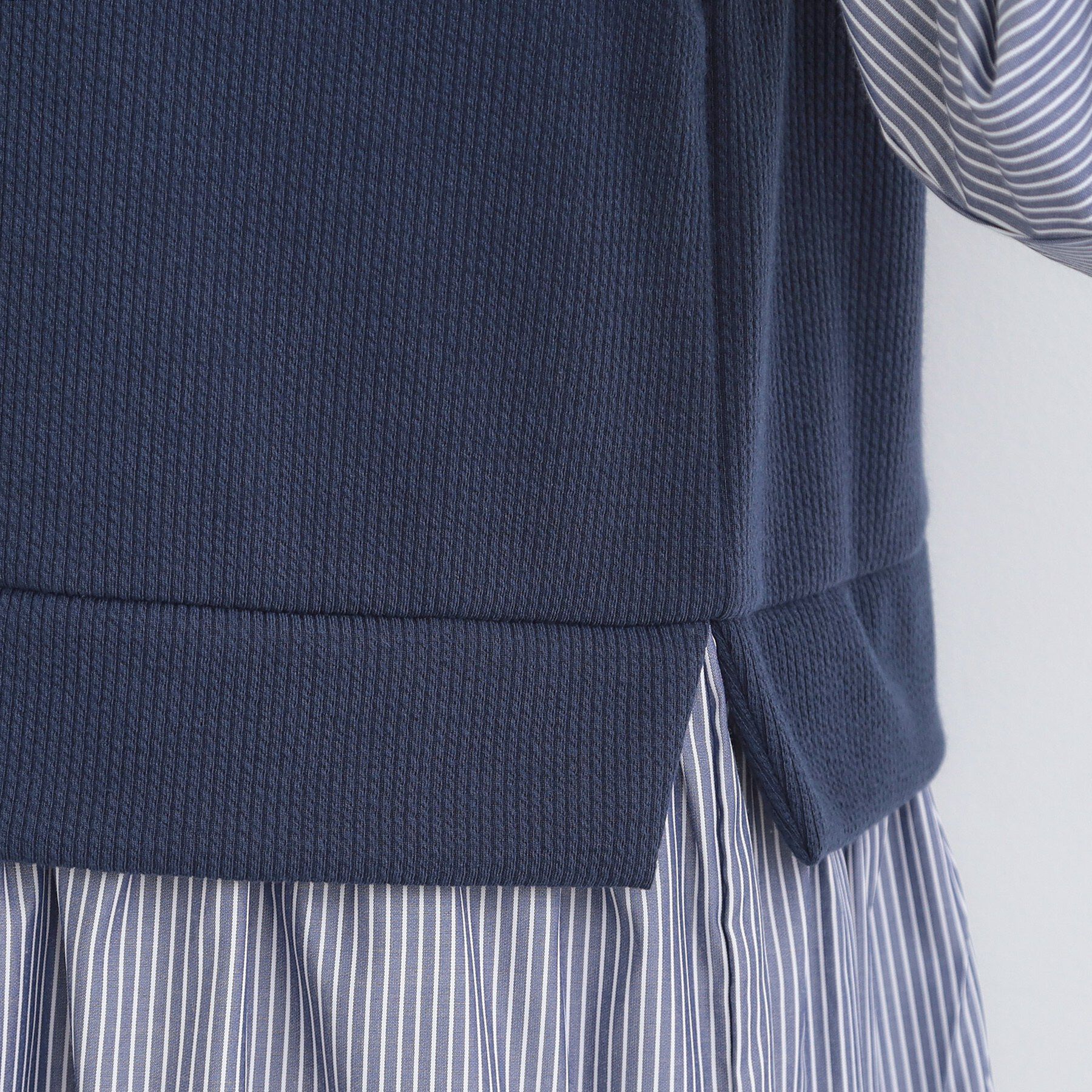 SHOO･LA･RUE「【S-LL/体型カバー】ストライプが爽やか　ベストドッキングシャツワンピース」|ワンピース|