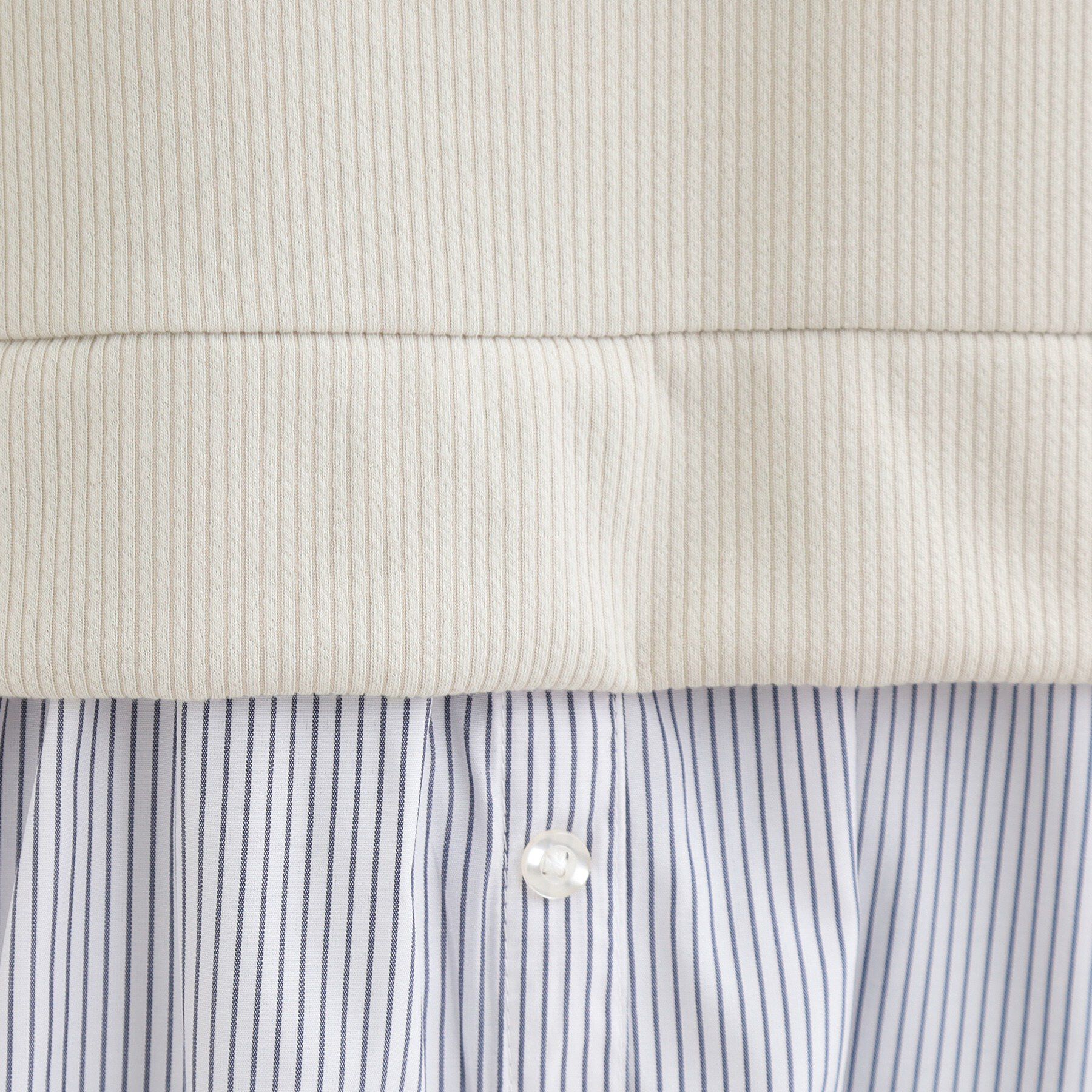 SHOO･LA･RUE「【S-LL/体型カバー】ストライプが爽やか　ベストドッキングシャツワンピース」|ワンピース|