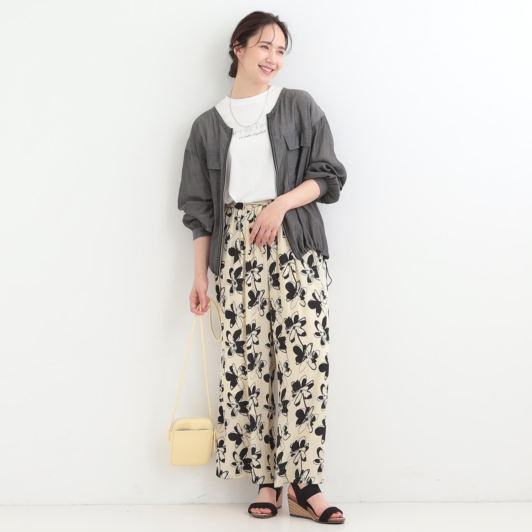 SHOO･LA･RUE「【選べる4柄/洗濯機可】さらっとしなやか　サテンワイドパンツ」|その他|