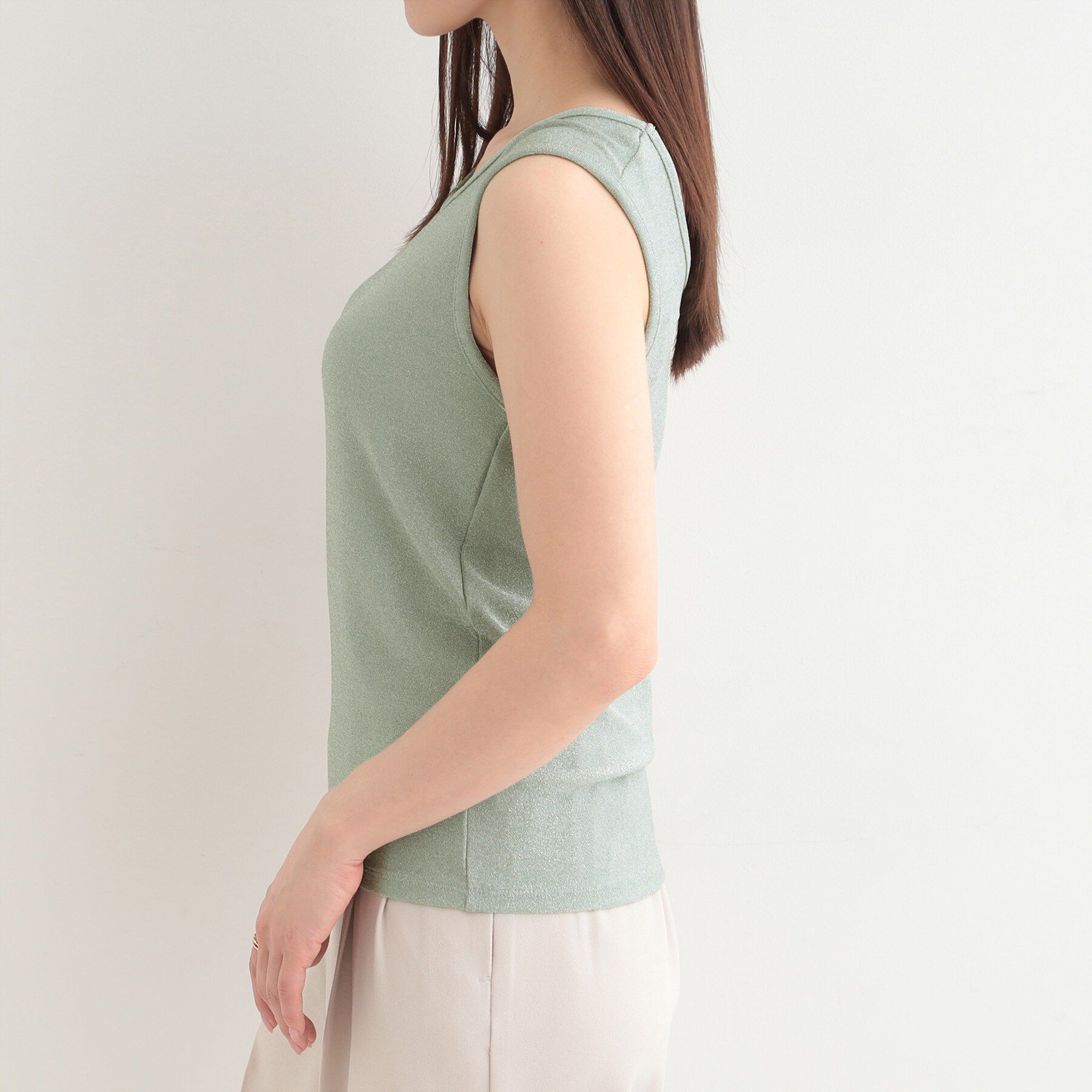 SHOO･LA･RUE「【洗える/S-LL】コーデのさりげないアクセントに　きらきらラメタンク」|キャミソール|