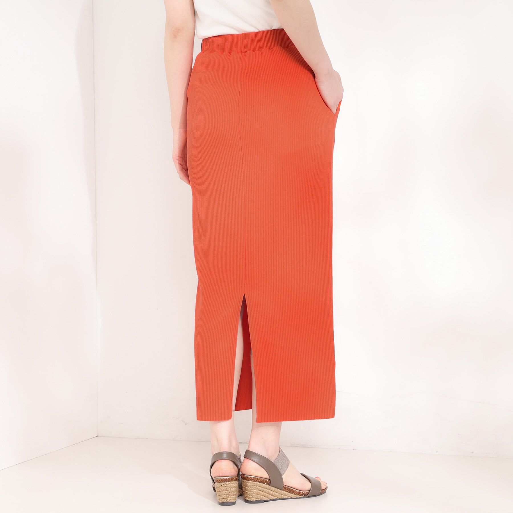 SHOO･LA･RUE「【セルフカット可能/洗濯機可/S-LL】テレコナロースカート」|スカート|