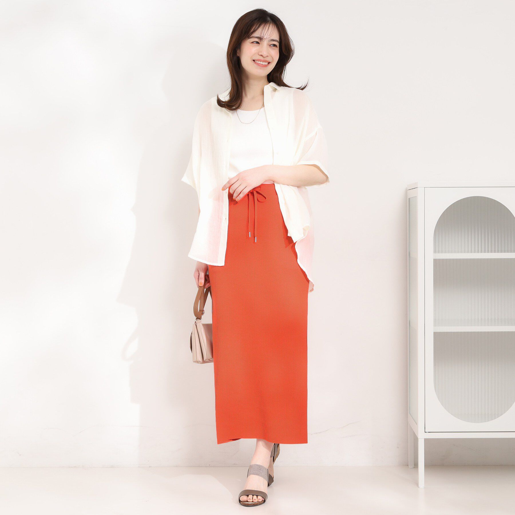 SHOO･LA･RUE「【セルフカット可能/洗濯機可/S-LL】テレコナロースカート」|スカート|