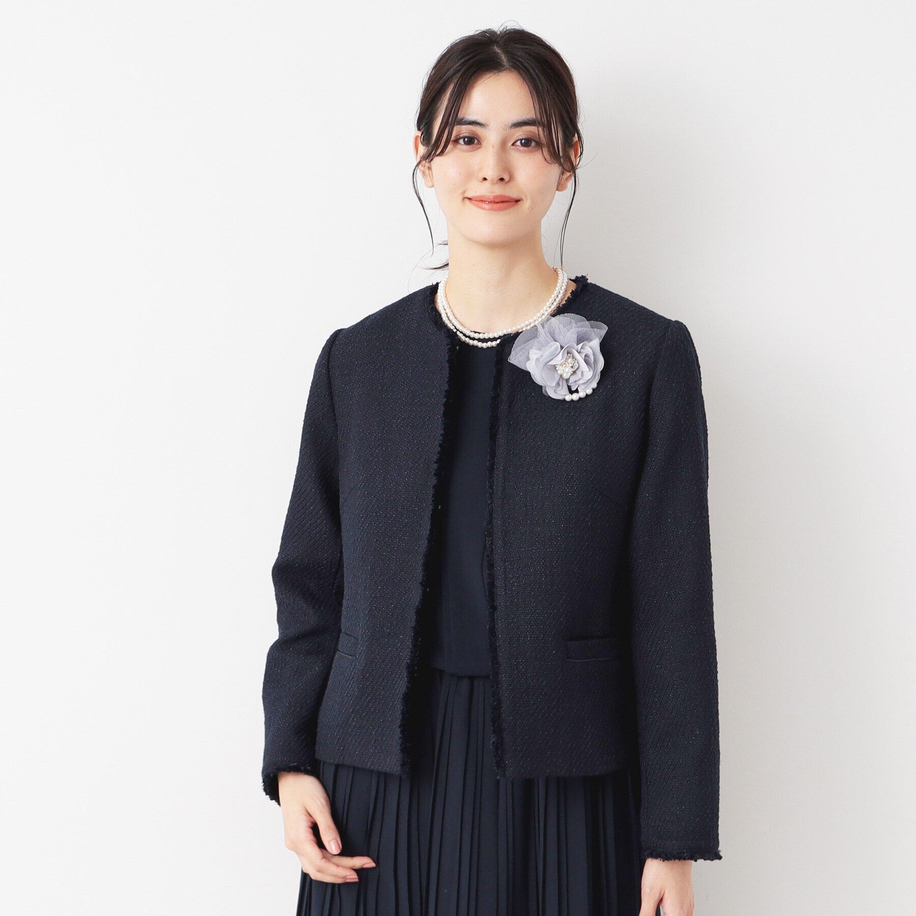 Dessin「【入卒/セレモニー】ツイードクルーネックジャケット」|ノーカラージャケット|