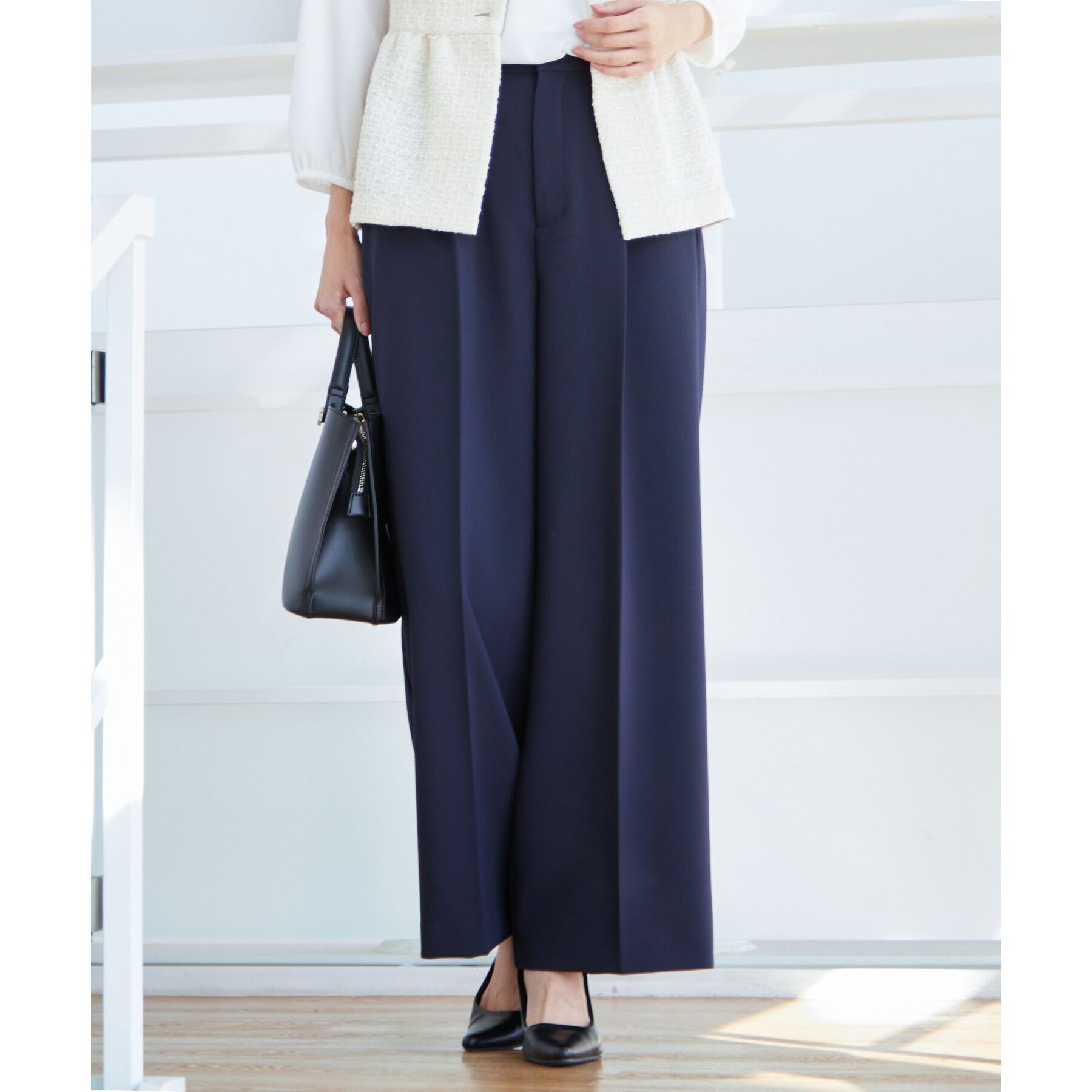 Dessin「【入卒/セレモニー/セットアップ可能/洗える】ワンタックワイドパンツ」|その他|ネイビー(094)