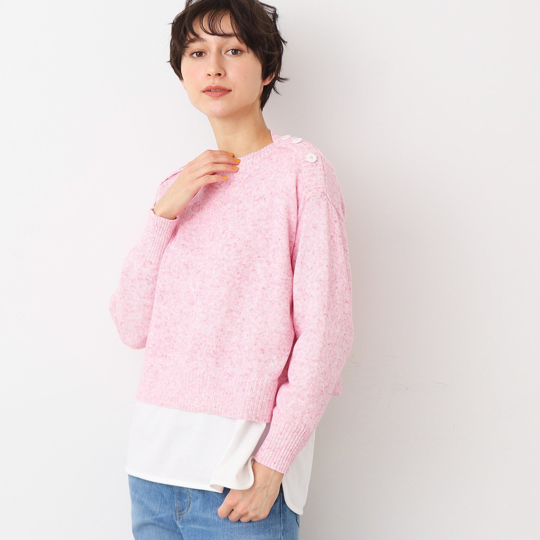 Dessin「【洗える】肩ボタンミックス糸ニット（S～L)」|ニット・セーター|