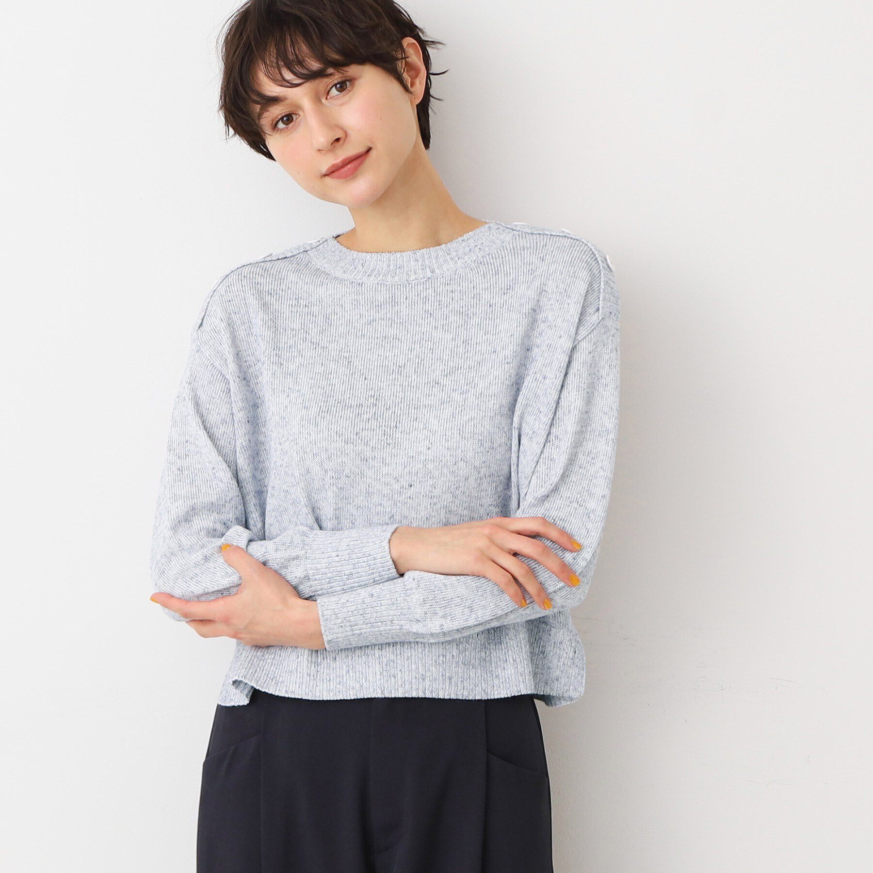 Dessin「【洗える】肩ボタンミックス糸ニット（S～L)」|ニット・セーター|